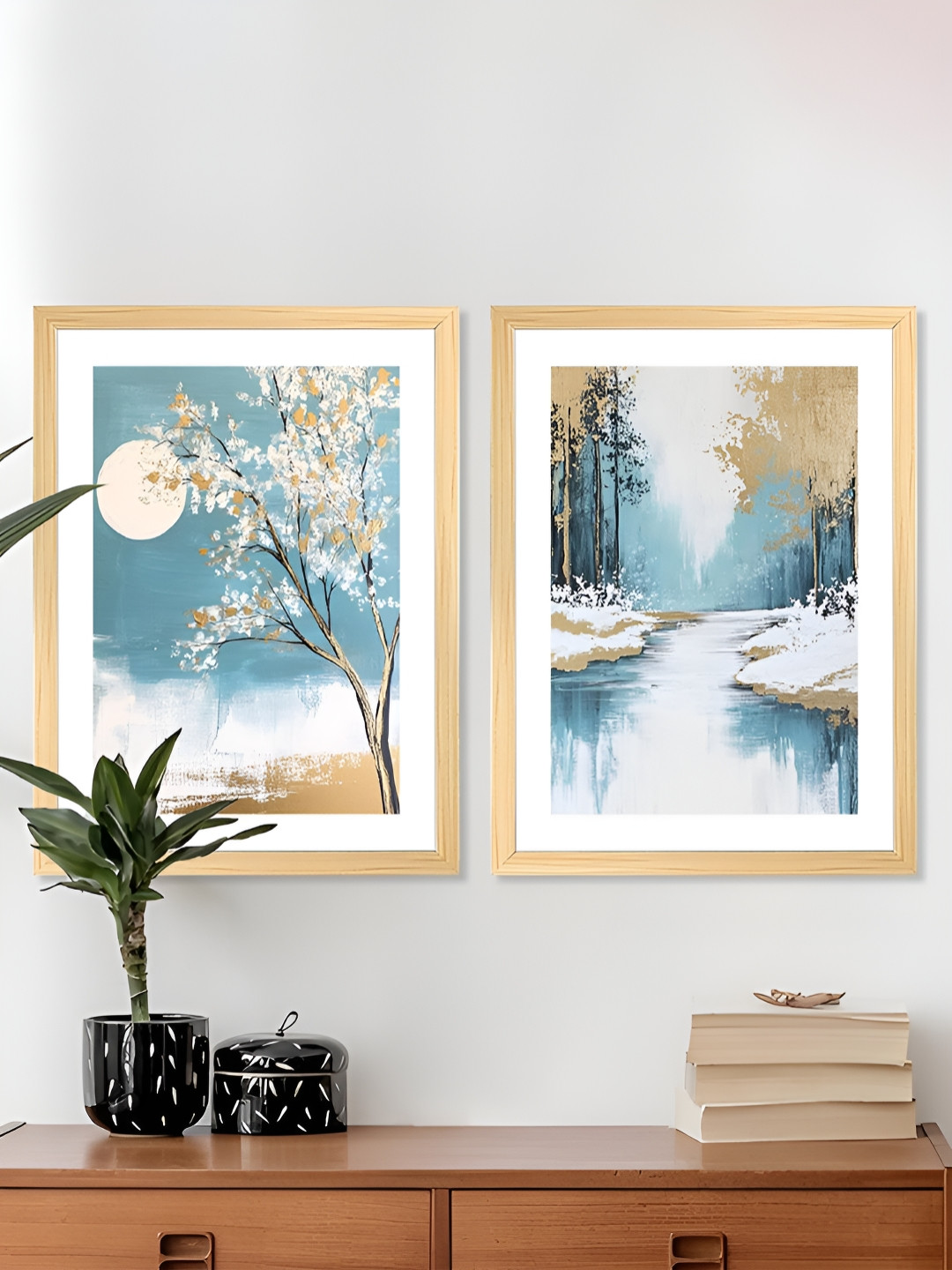 Art Street Wood 2 Piece Wall Rectangle Paintings Wall Art -17.6 x 12.9