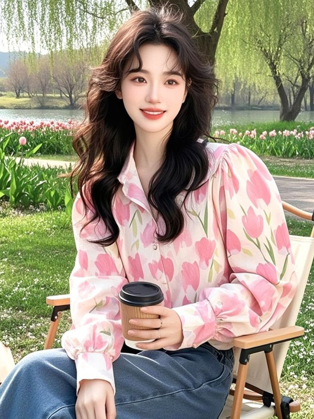 all about you Floral Print Spread Collar Bishop Sleeve Shirt