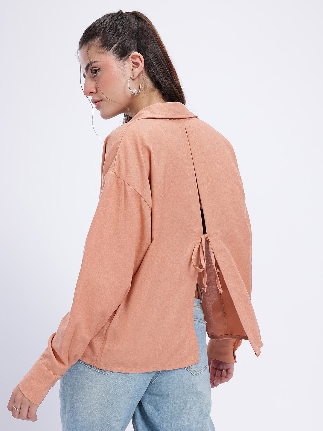 glitchez Tie-Ups Drop-Sleeves Relaxed Fit Casual Shirt