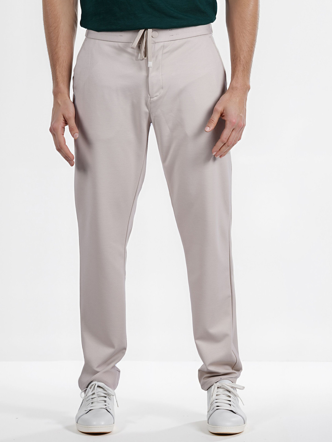 Celio Men Solid Mid-Rise Slim Fit Terylene Knit Trousers