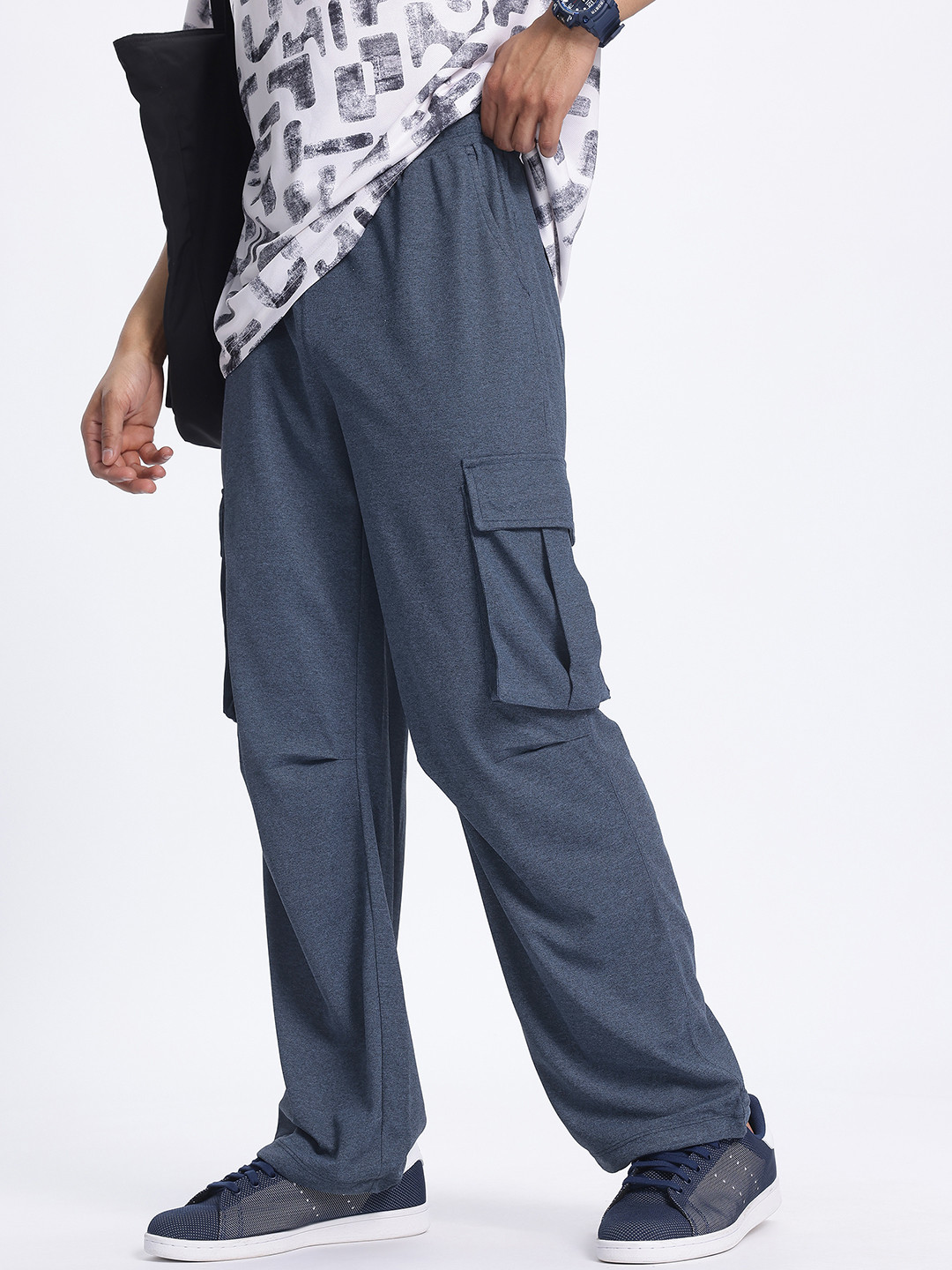 glitchez Men The Urban Drift Relaxed Melange Cargo Trousers