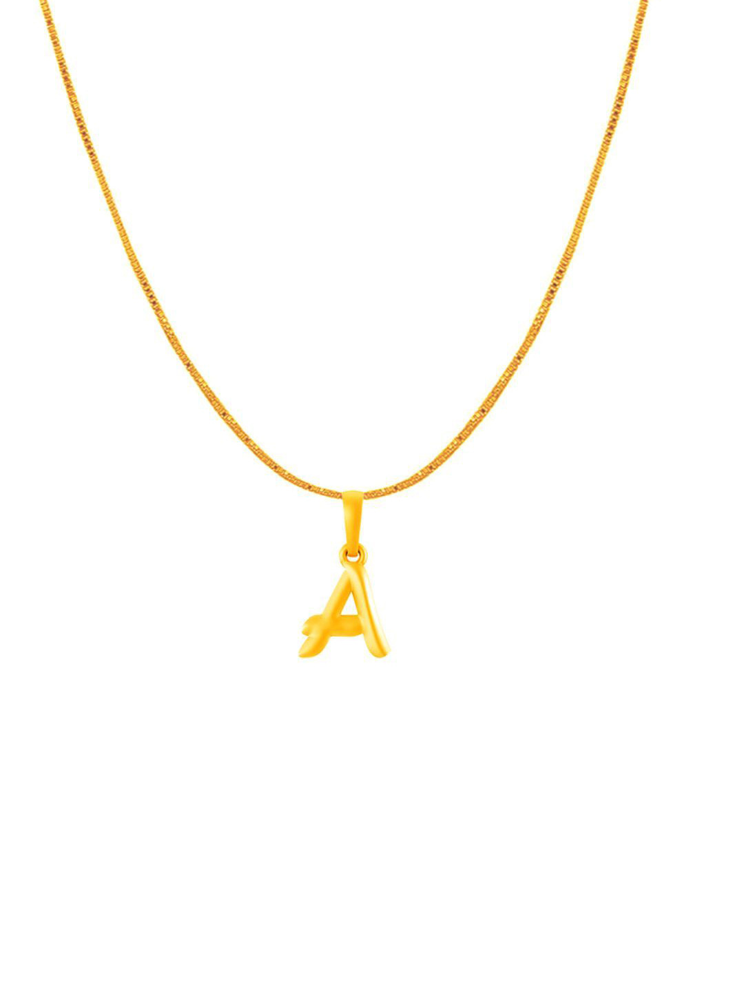 Metronaut Men 925 Sterling Silver 22KTGold-Plated A Alphabet Pendant With Box Chain