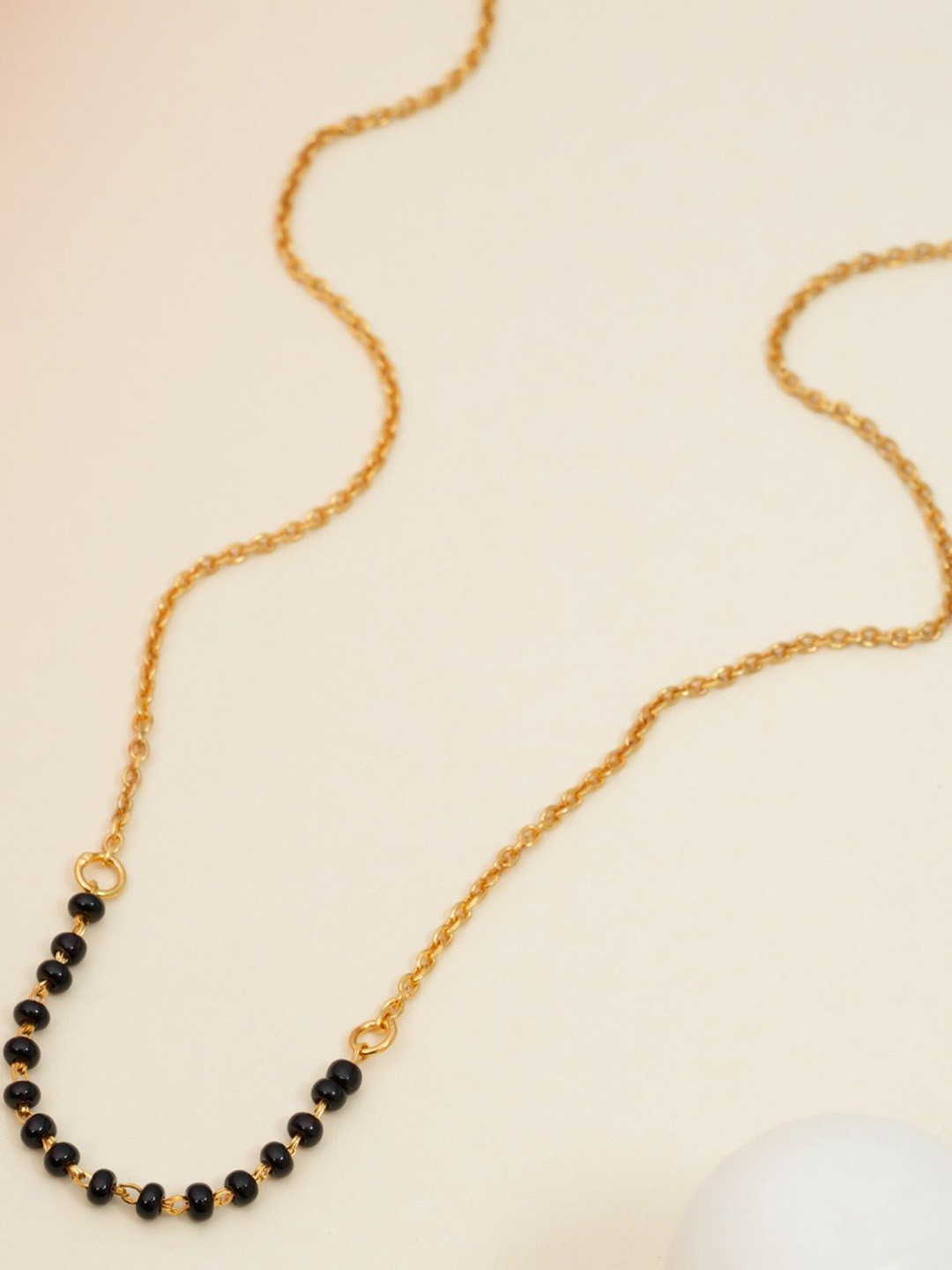 Orebella Dori 925 Sterling Silver Gold-Plated Moissanite Studded & Beaded Mangalsutra