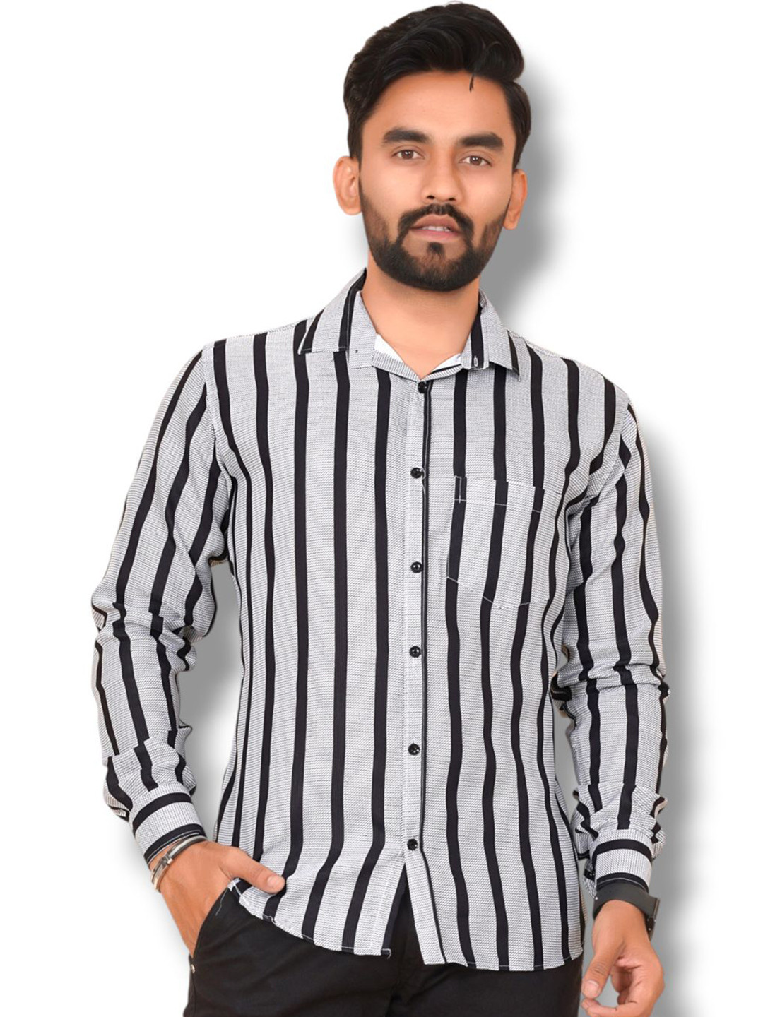 HKV FASHION Men Modern Striped Casual Shirt