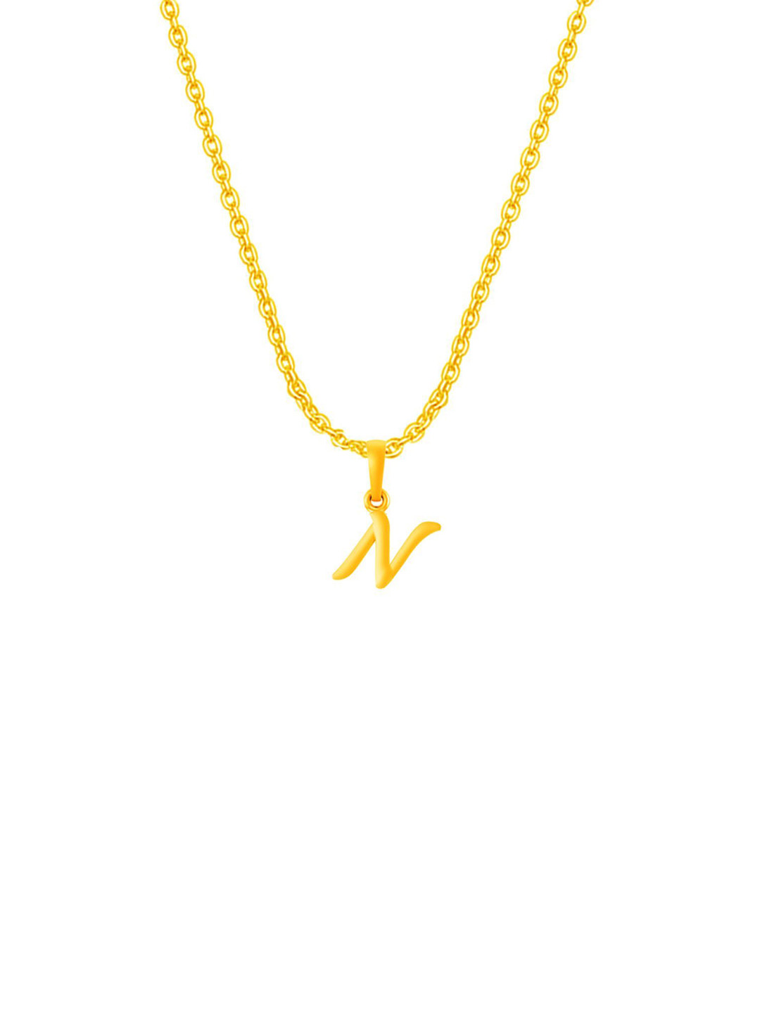 Metronaut Men 92.5 Sterling Silver 22KT Gold-Plated N Alphabet Pendant with Anchor Chain