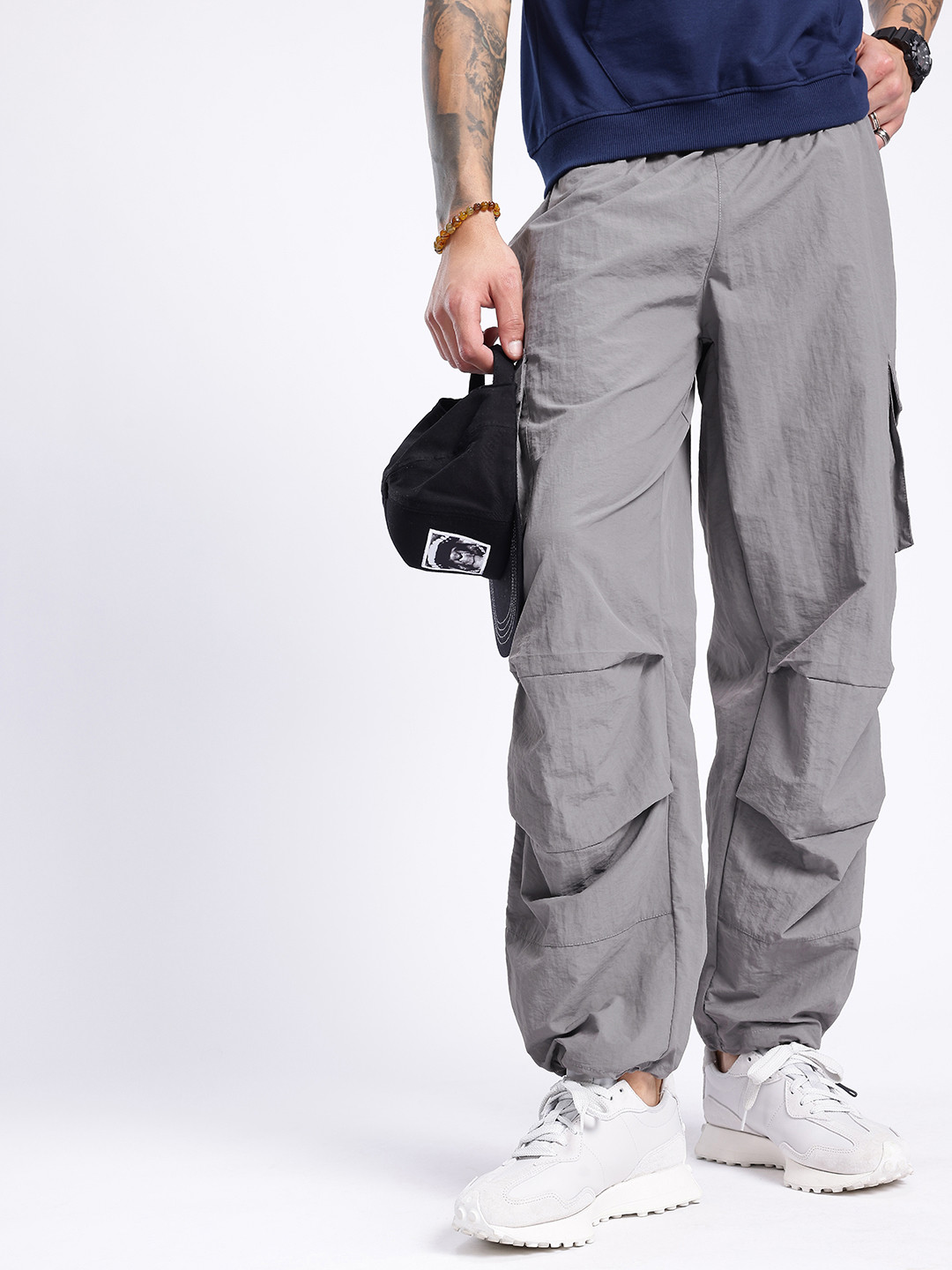 glitchez Men Parachute Fit Baggy Track Pants