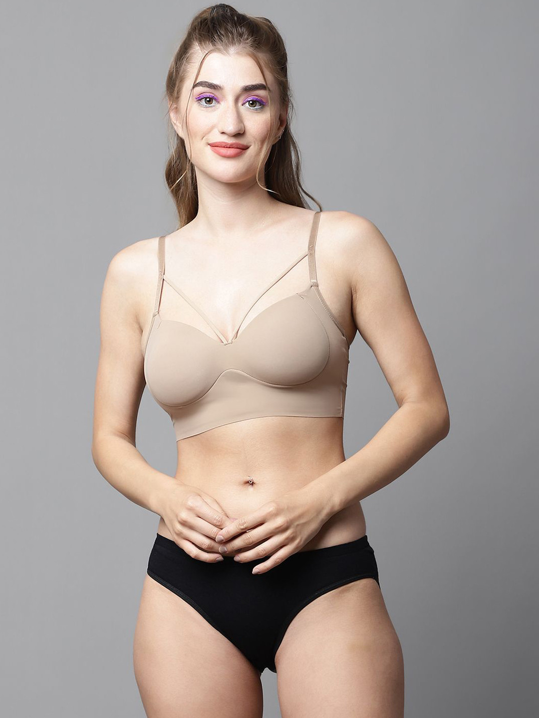 Quttos Lightly Padded Lingerie Set QT-SET-7004-BEG-30B
