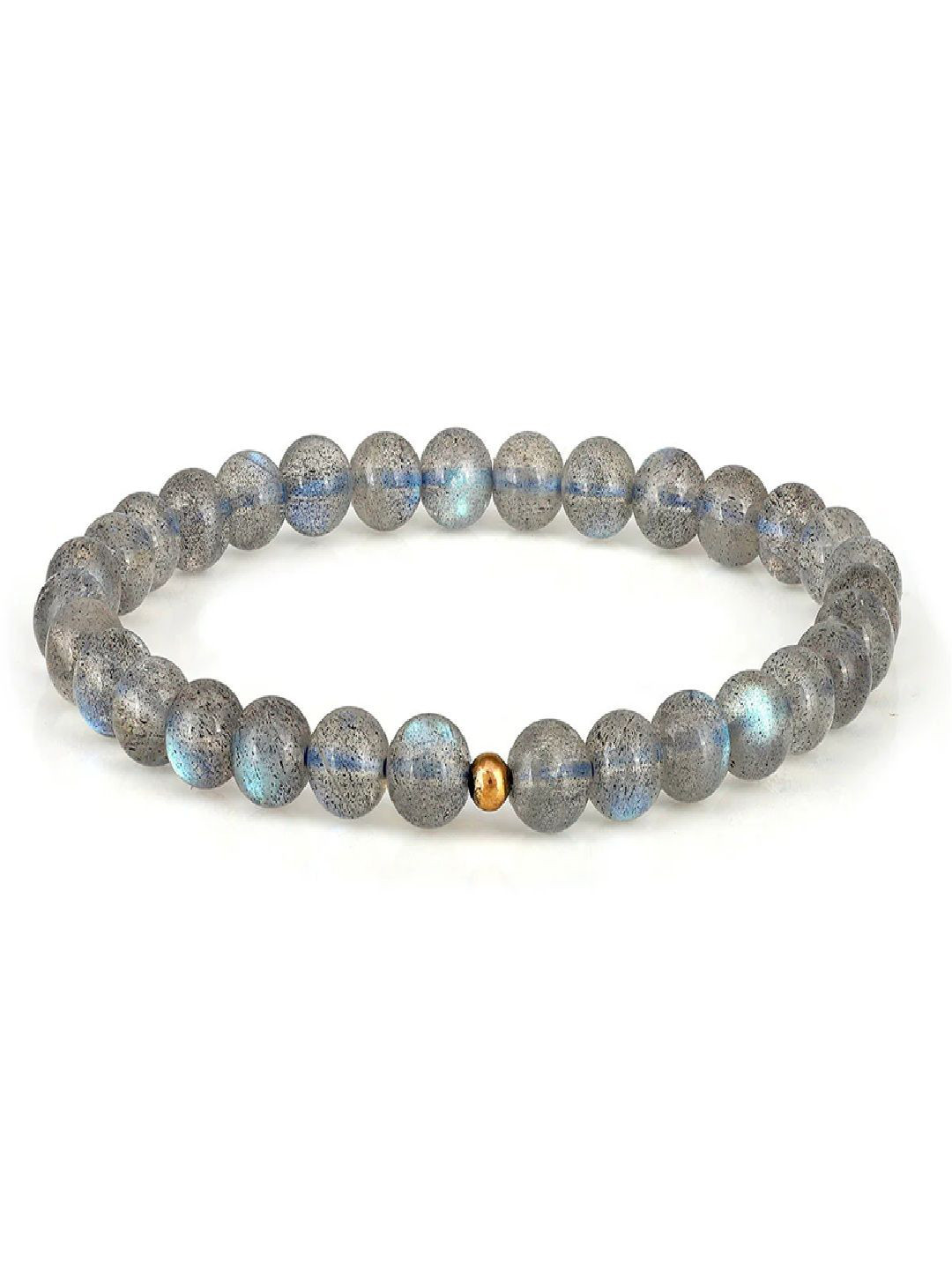 Nirvana Unisex Sterling Silver Labradorite Handcrafted Gold-Plated Bracelet