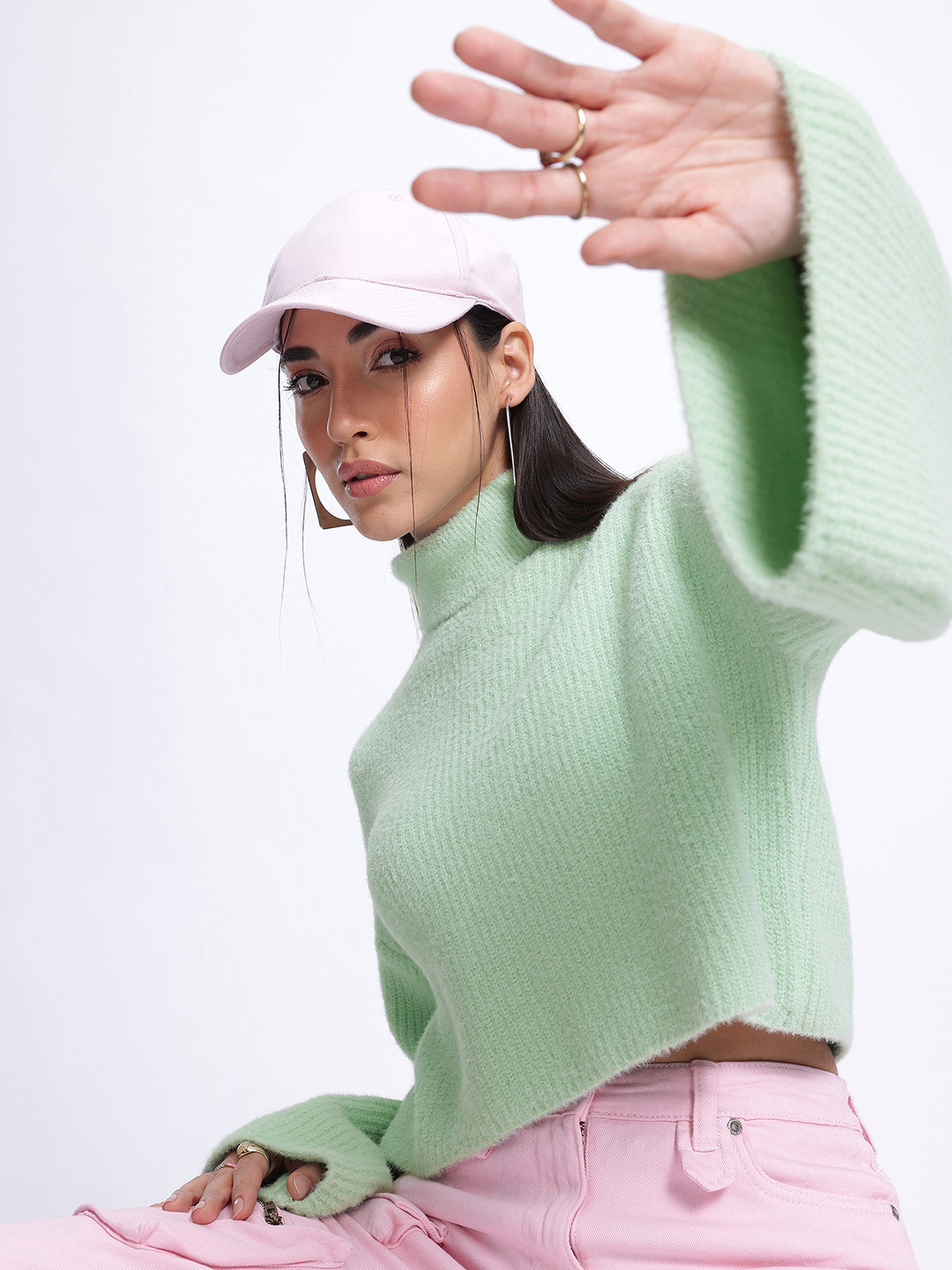 glitchez Turtle Neck Fuzzy Pullover