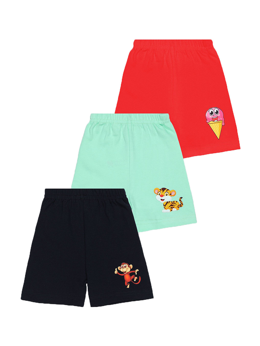 MM Impex Kids Pack Of 3 Printed Regular Fit Running Shorts