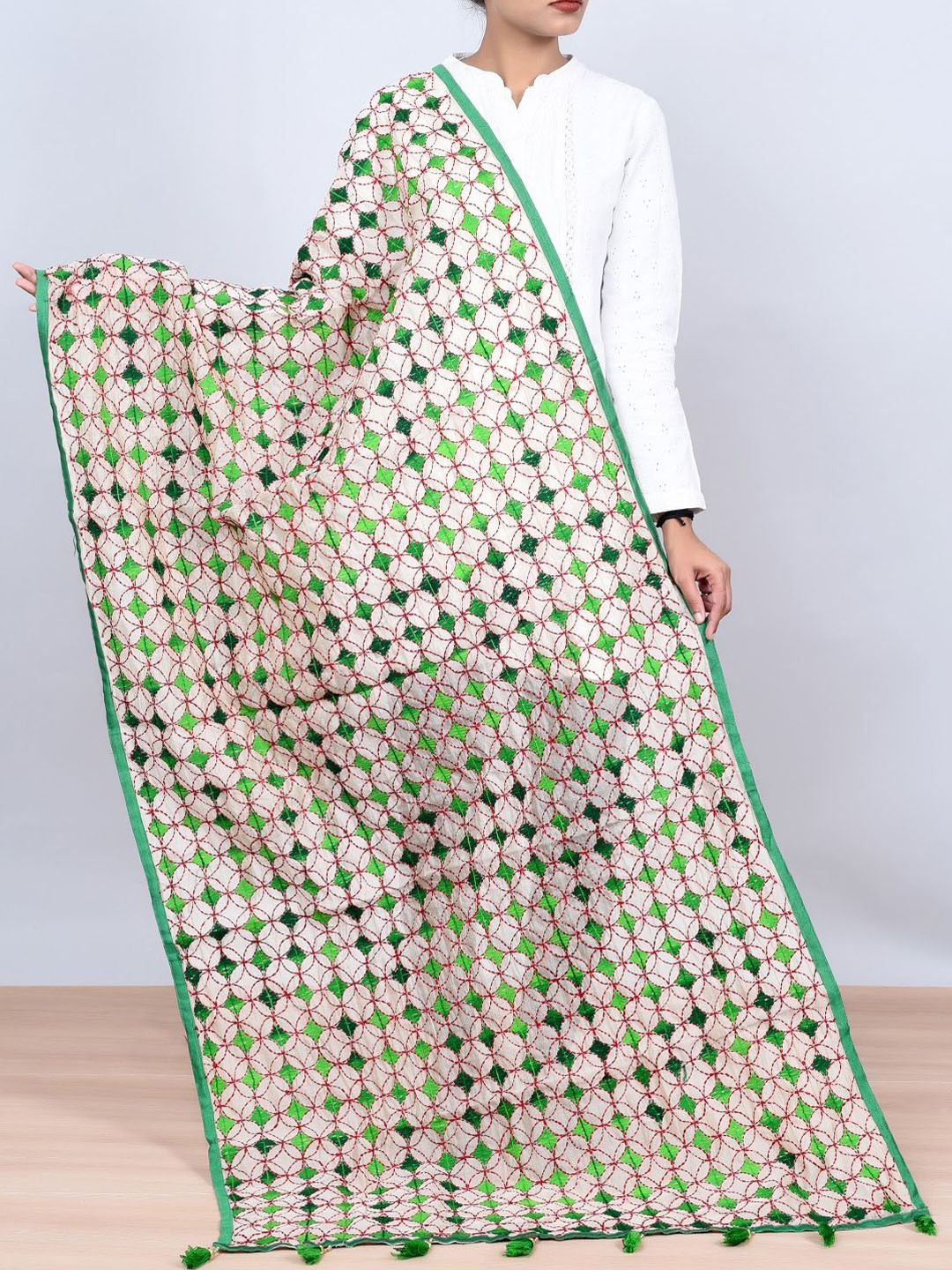 Unravel India Women  Phulkari Design Embroidered Stole