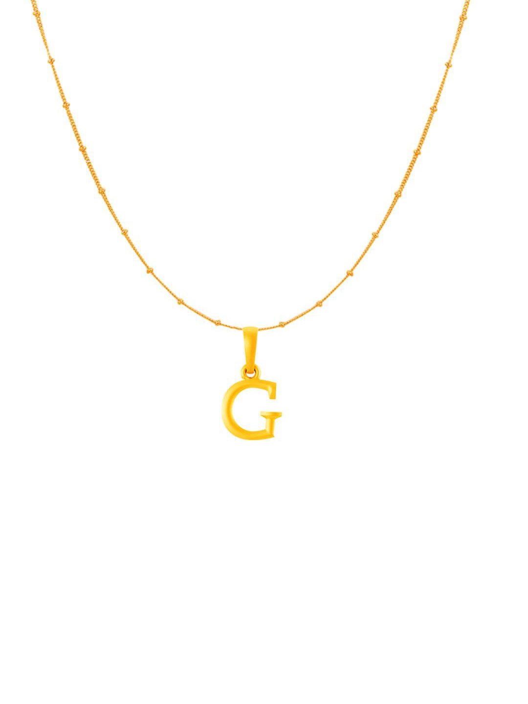 Metronaut Men 925 Sterling Silver 22KTGold-Plated G Alphabet Pendant With Ball Chain