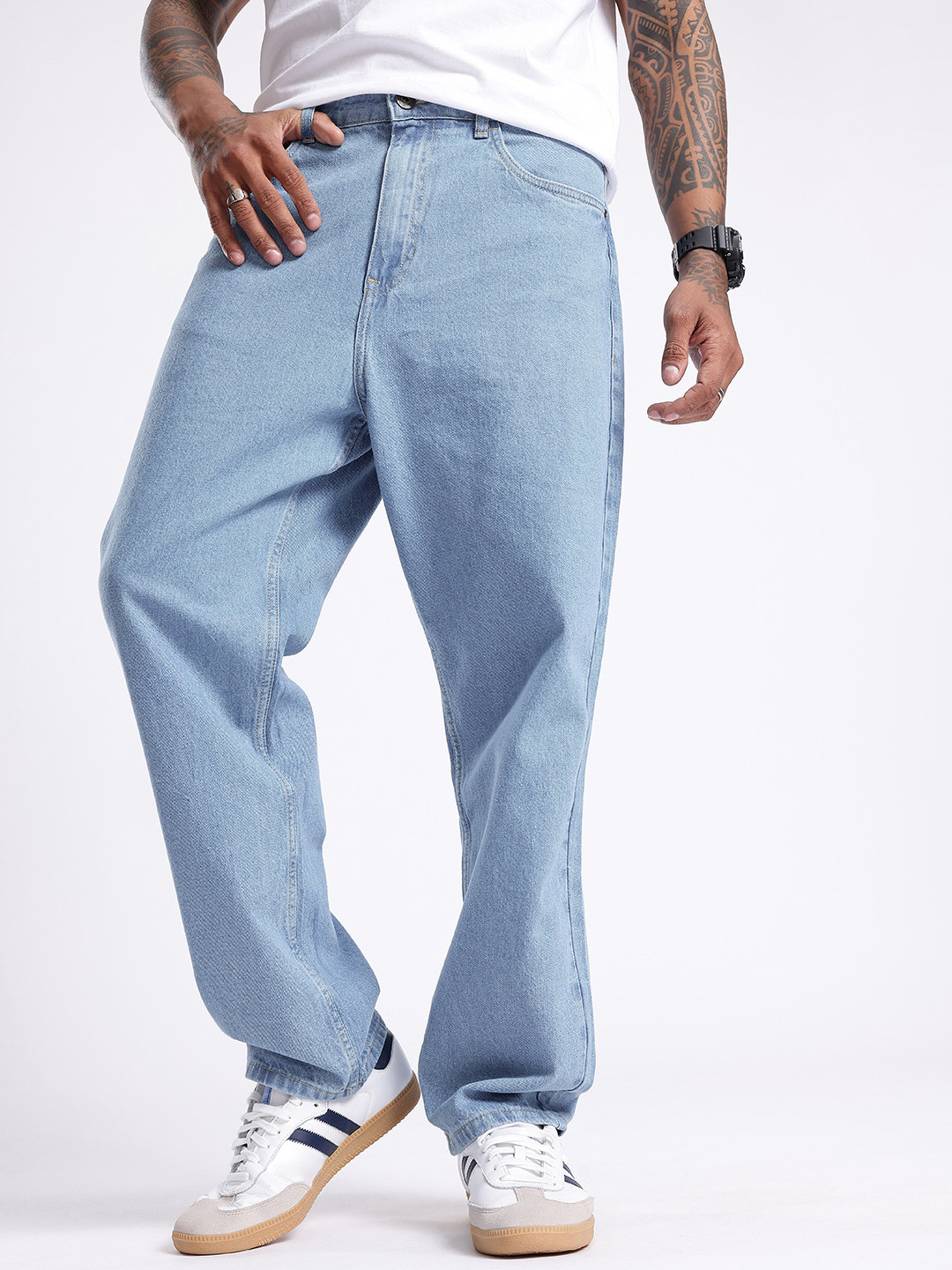 glitchez Men Light Shade Baggy Fit Jeans