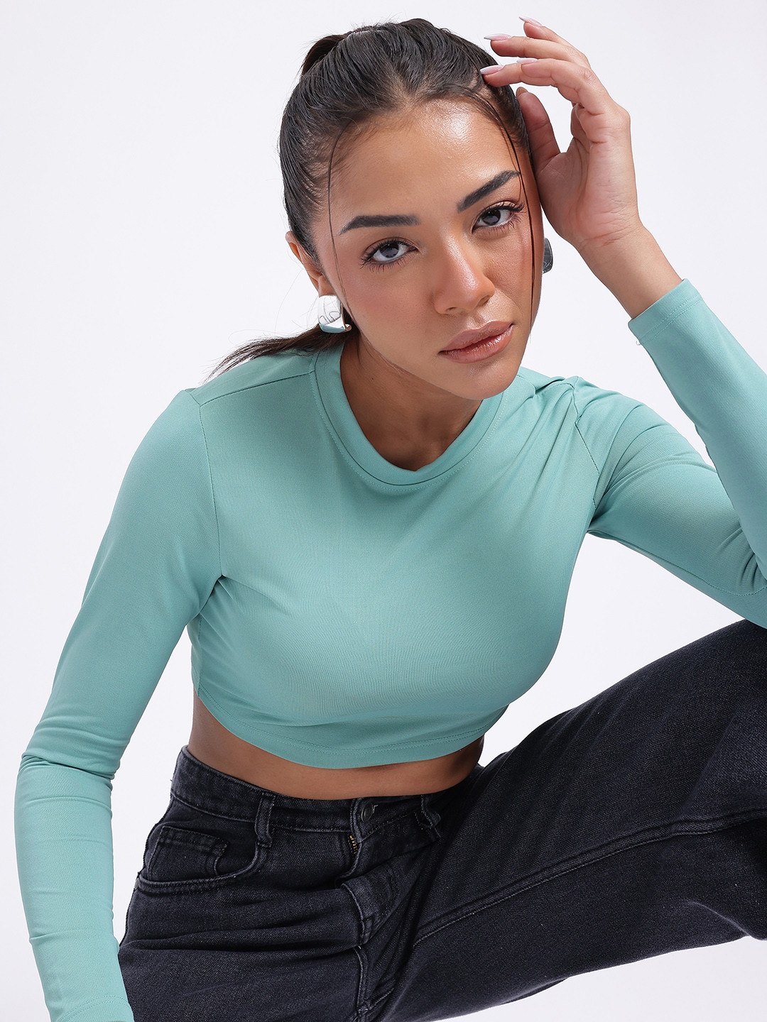glitchez Basic Crop Fitted Top