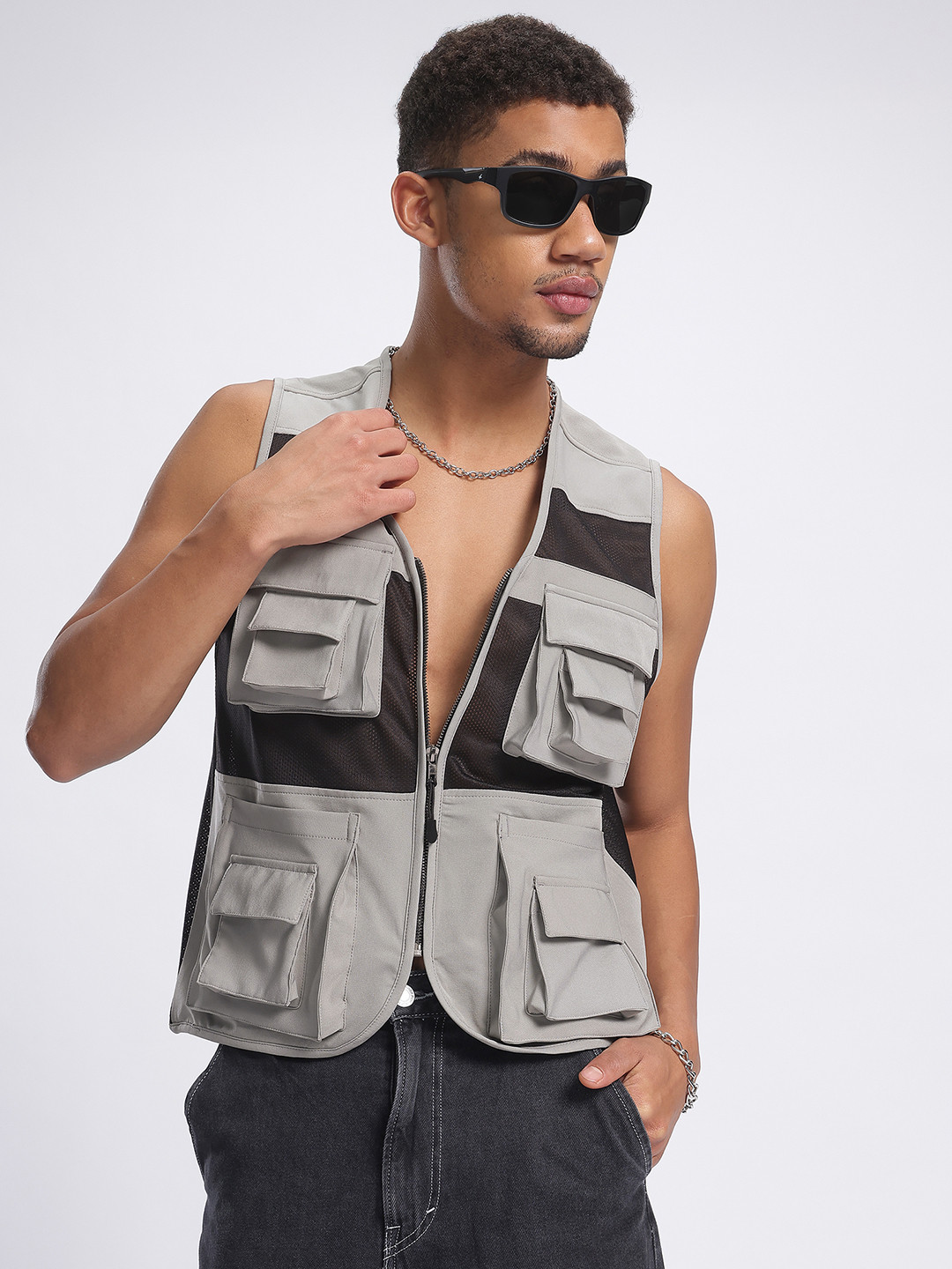 glitchez Utility Stitch Gilet Jacket