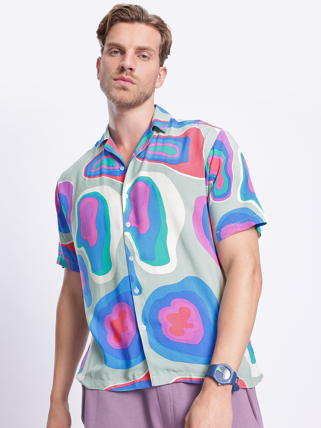 glitchez The Abstract Print Oversized Shirt