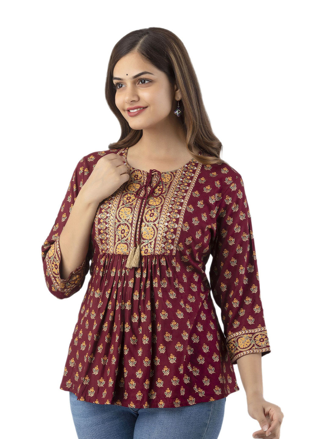 DMP EXPORT Ethnic Motifs Print Empire Top