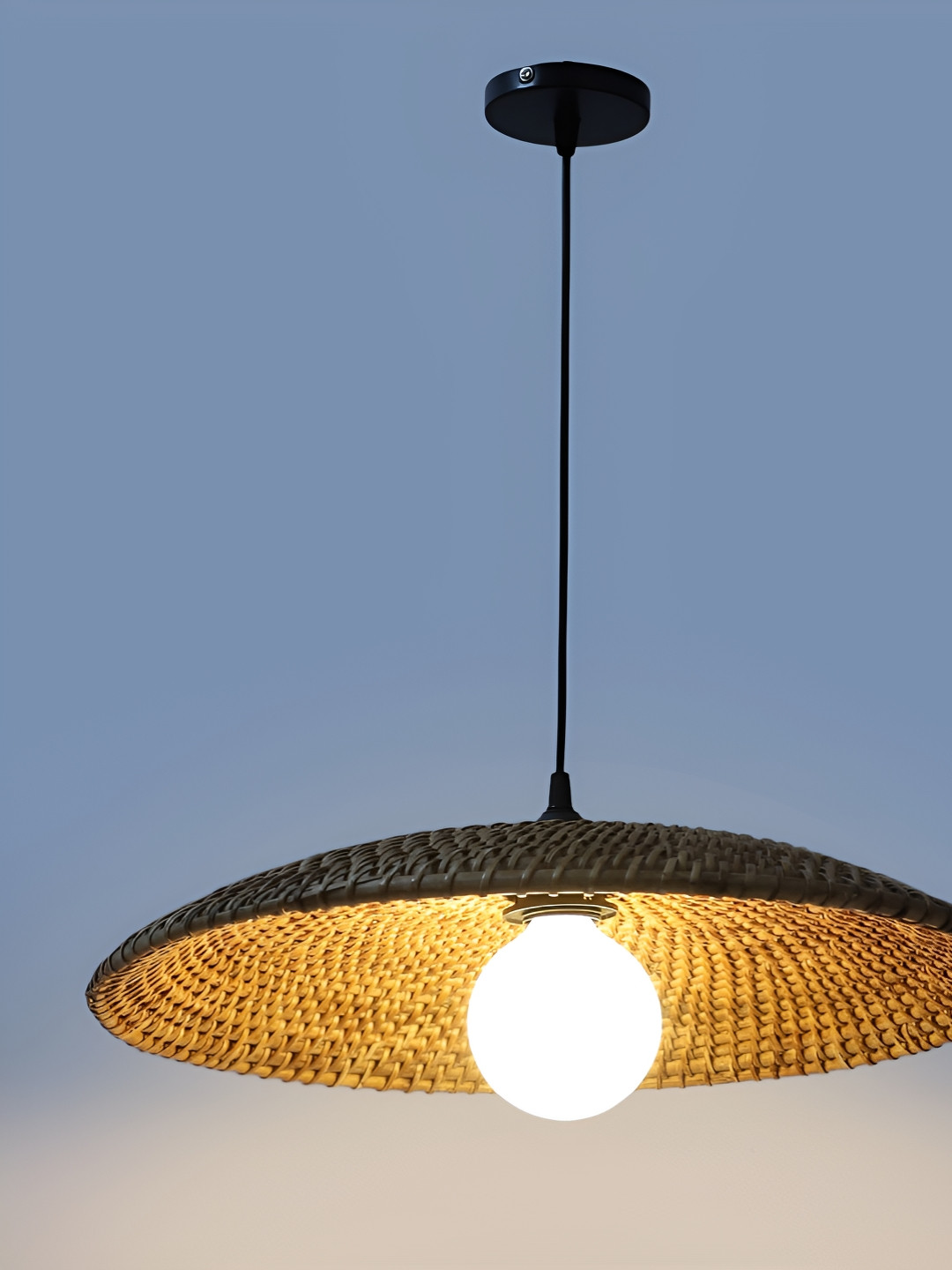 akway Beige Spherical Modern Hanging Wooden Ceiling Lamp