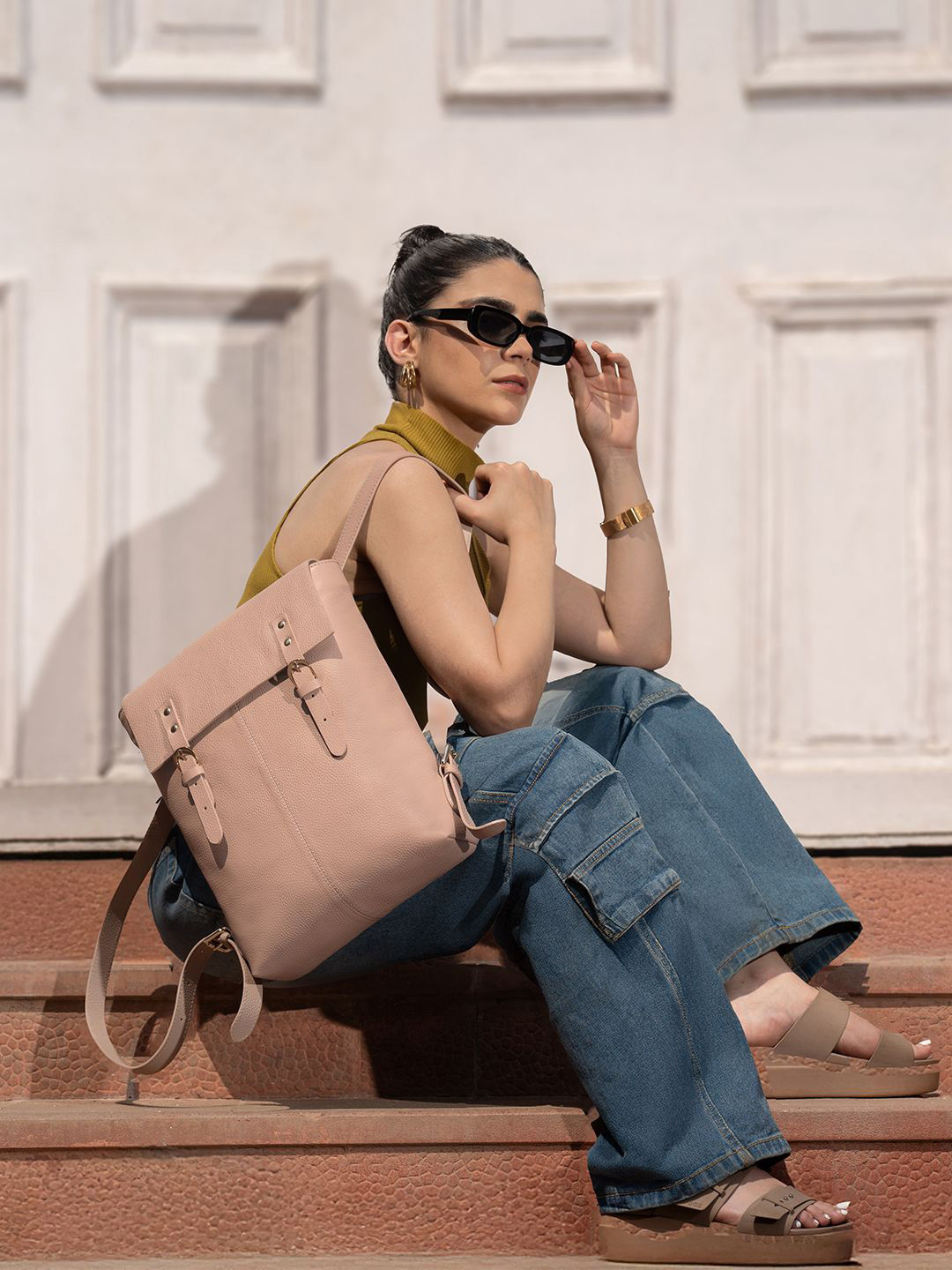 MAI SOLI Women Nude Genuine Leather Sofia Backpack