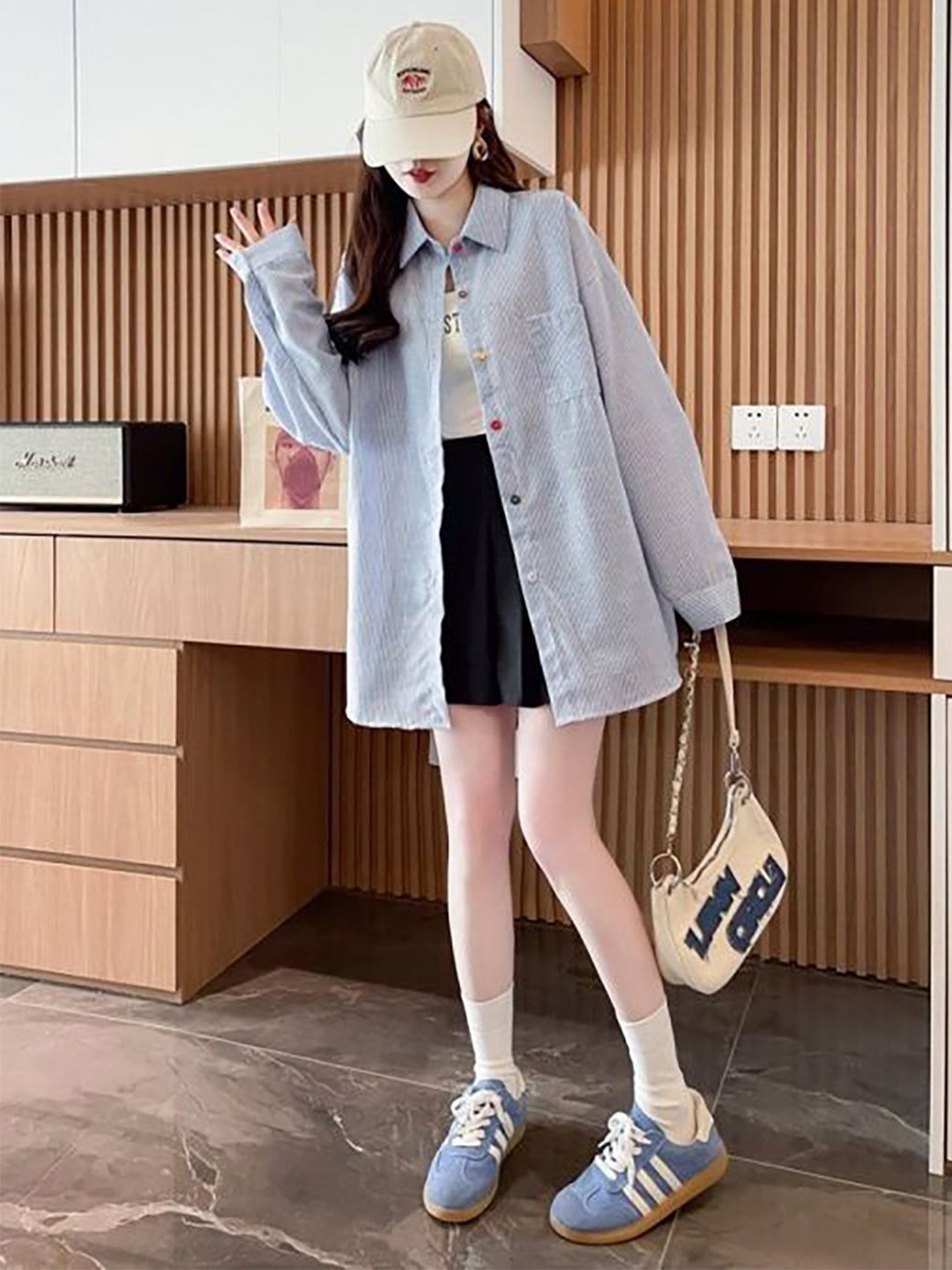 JC Mode Women Bengal Stripes Striped Oversized Casual Shirt