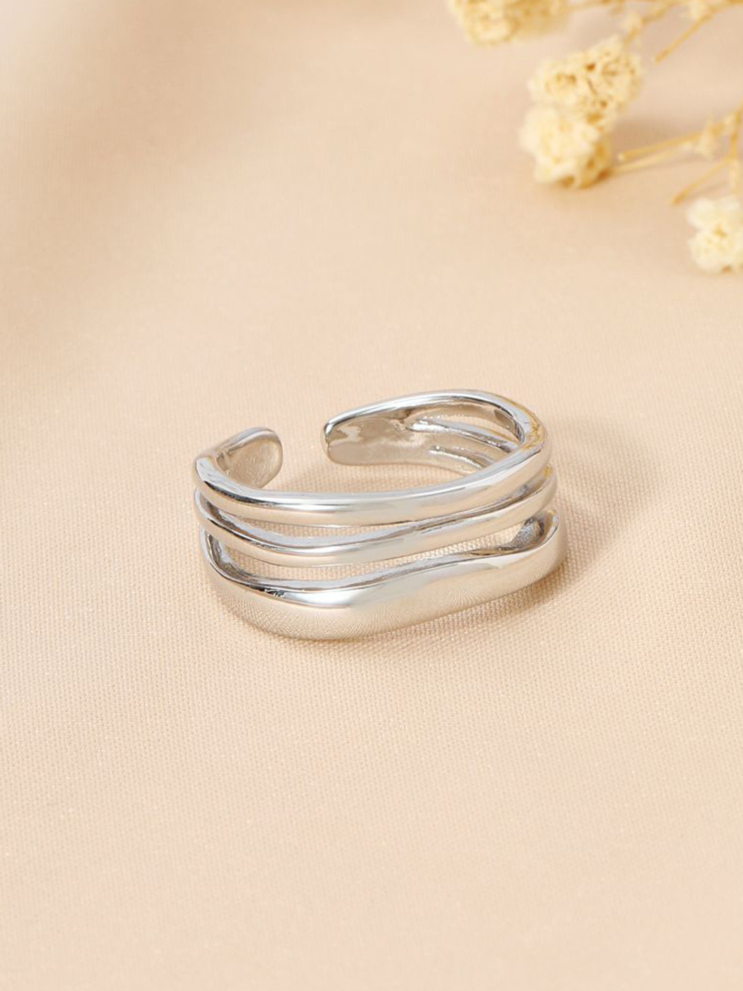 SALTY Multi-Spiral Silver Ring For Women & Girls Stylish Adjustable Finger Ring