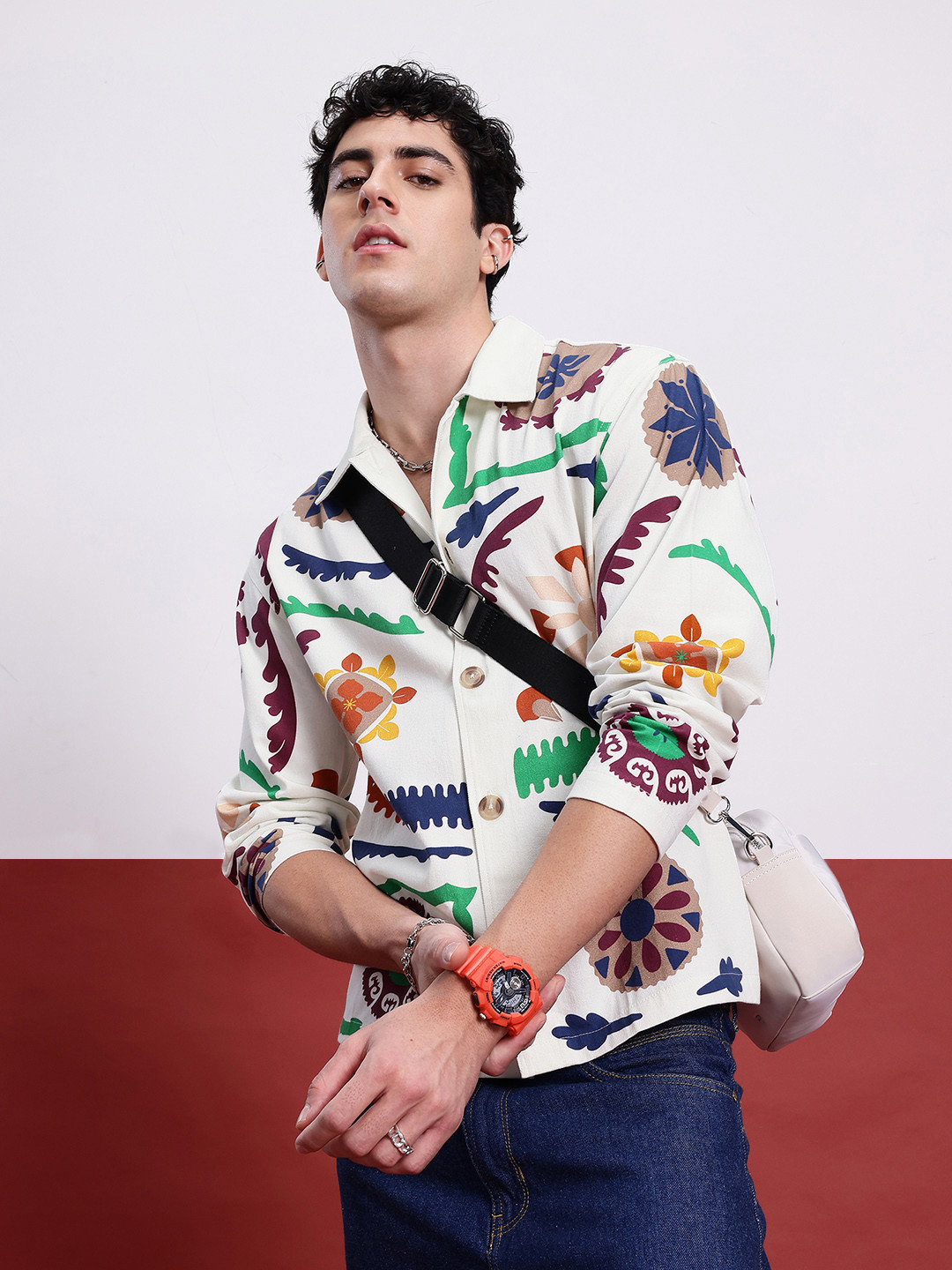 glitchez Printed Twill Shacket
