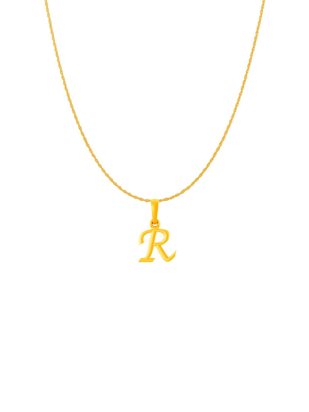 Metronaut Men 925 Sterling Silver 22KTGold-Plated R Alphabet Pendant With Rope Chain