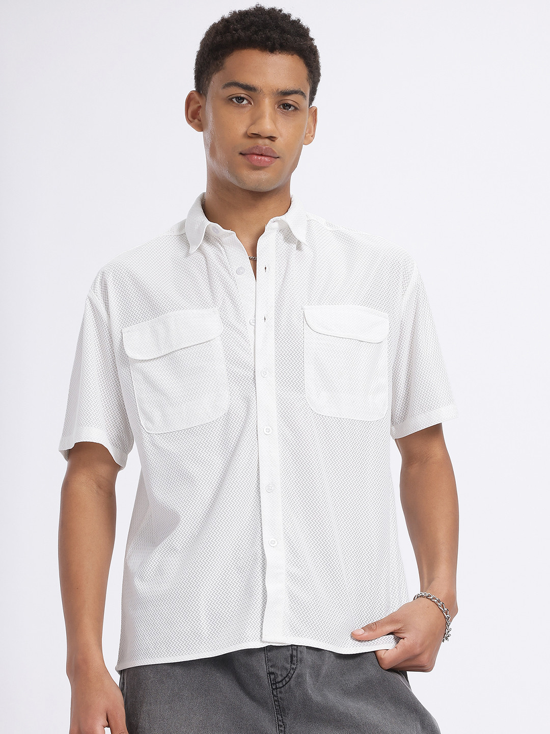 glitchez Chevron Design Oversize Shirt