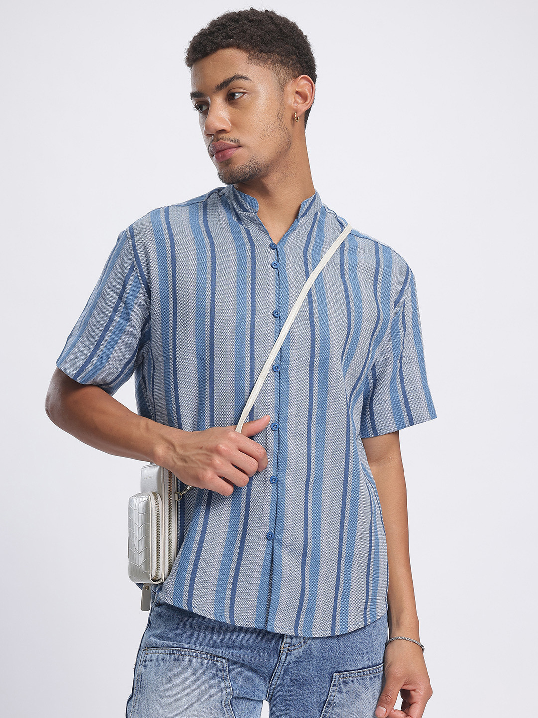 glitchez Core Basics Striped Woven Shirt