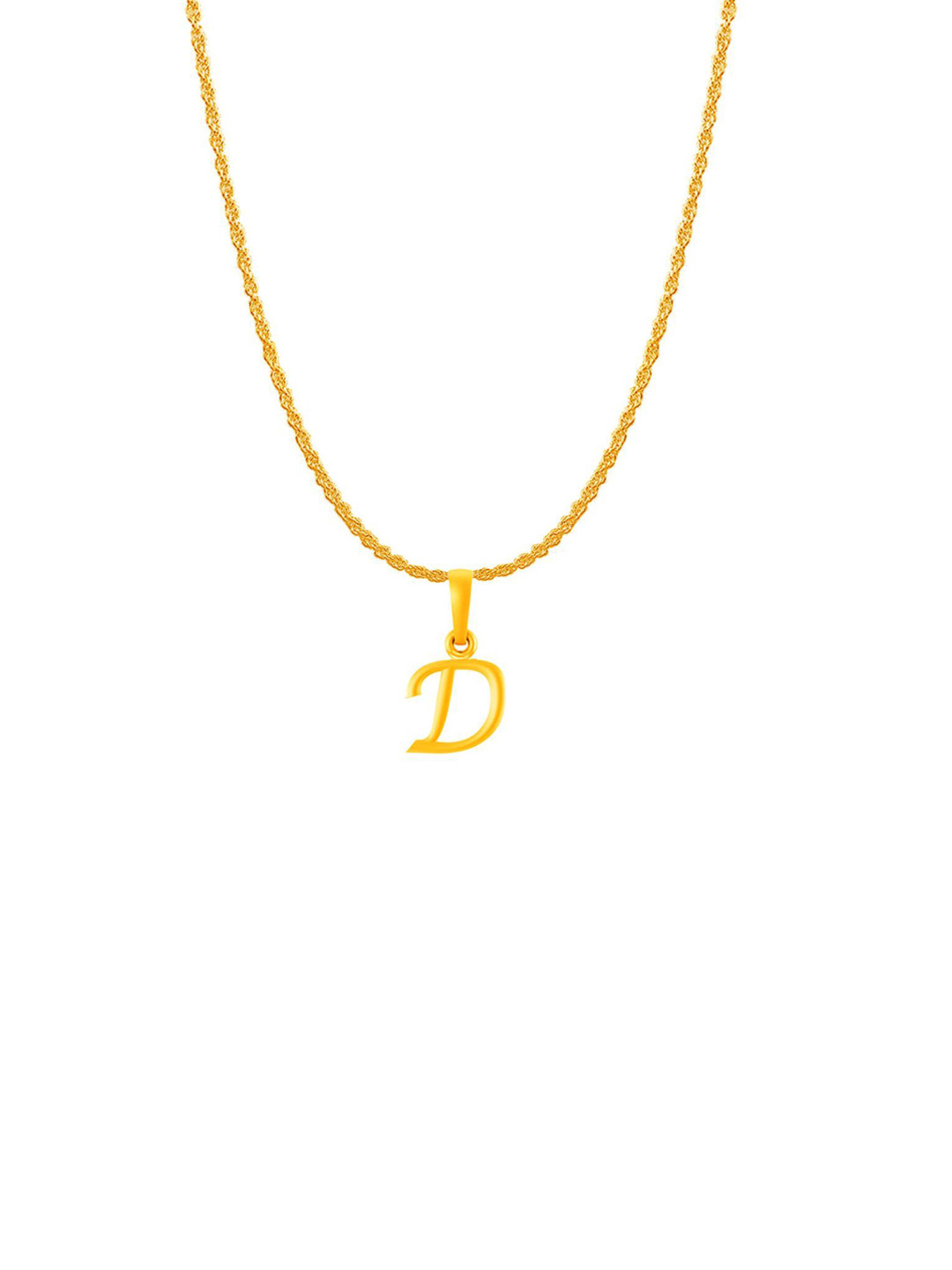 Metronaut 925 Sterling Silver 22KTGold-Plated  D Alphabet Pendants with Rope Chain