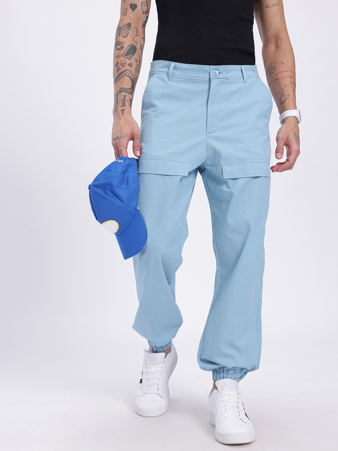 glitchez Men's Blue Relaxed Fit Joggers