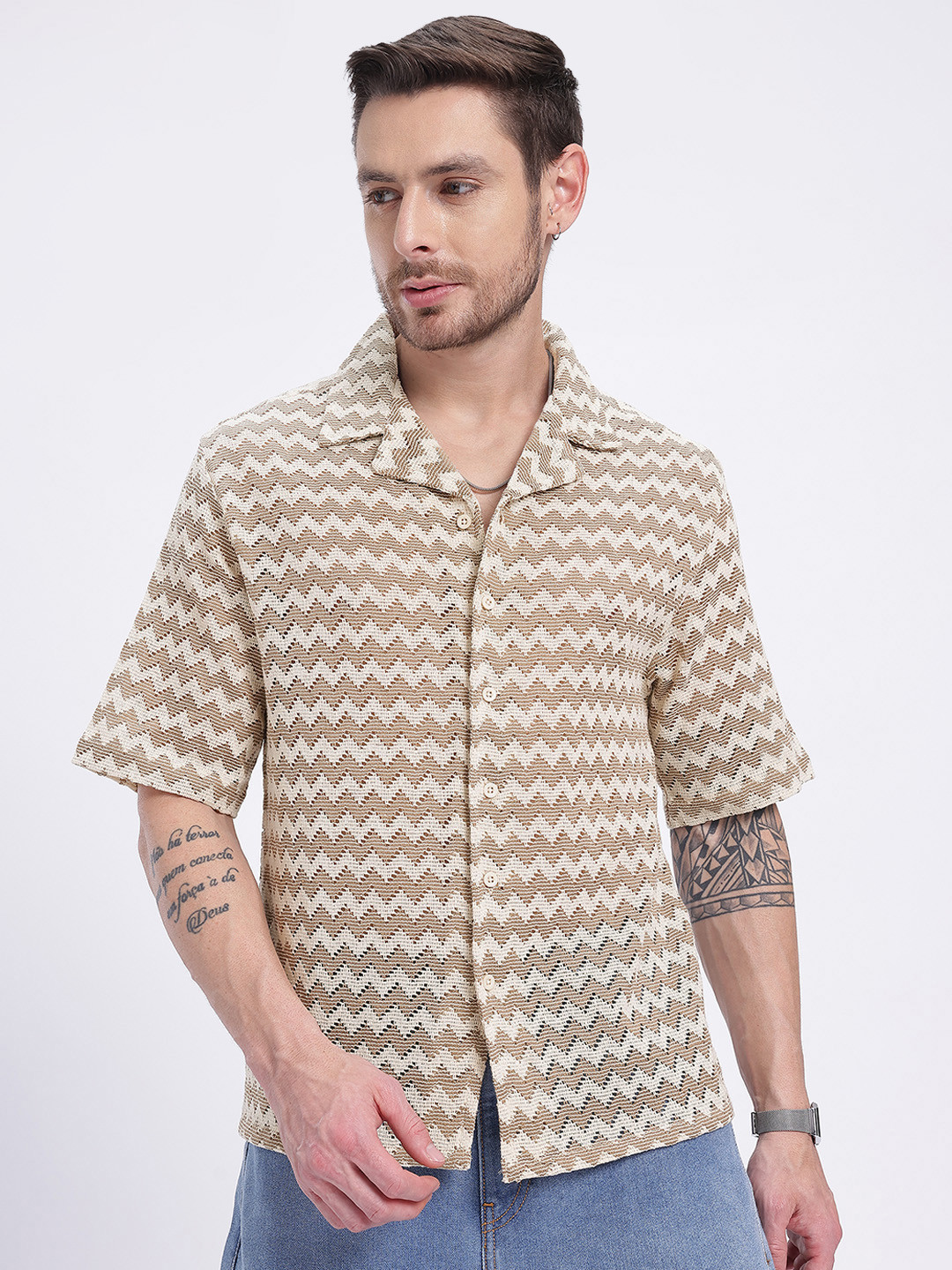 glitchez Shirts Chevron Design Relaxed Fit Shirt