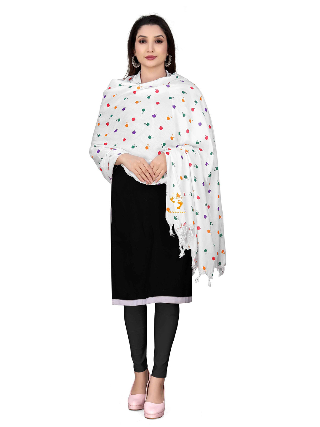 Vicharan Geoemtric Printed Cotton Dupatta With Tasselled