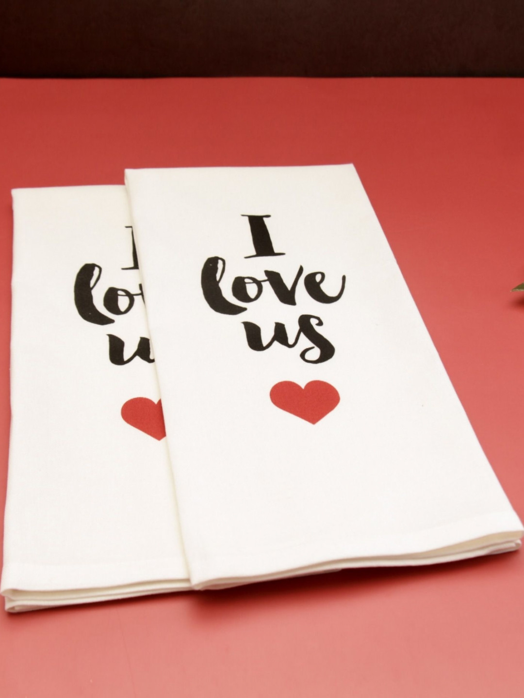 peppy little things 2-Pcs White & Black Love Us' Printed Reusable Kitchen Towels