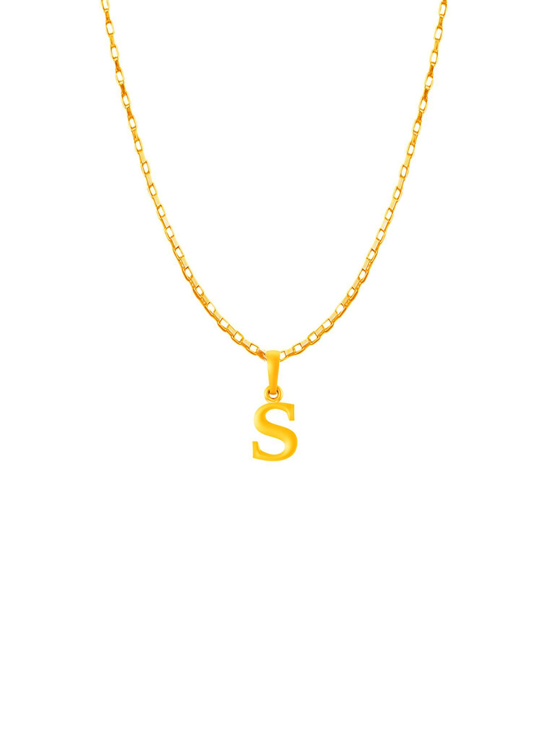 Metronaut Men 92.5 Sterling Silver 22KT Gold-Plated S Alphabet Pendant with Box Chain