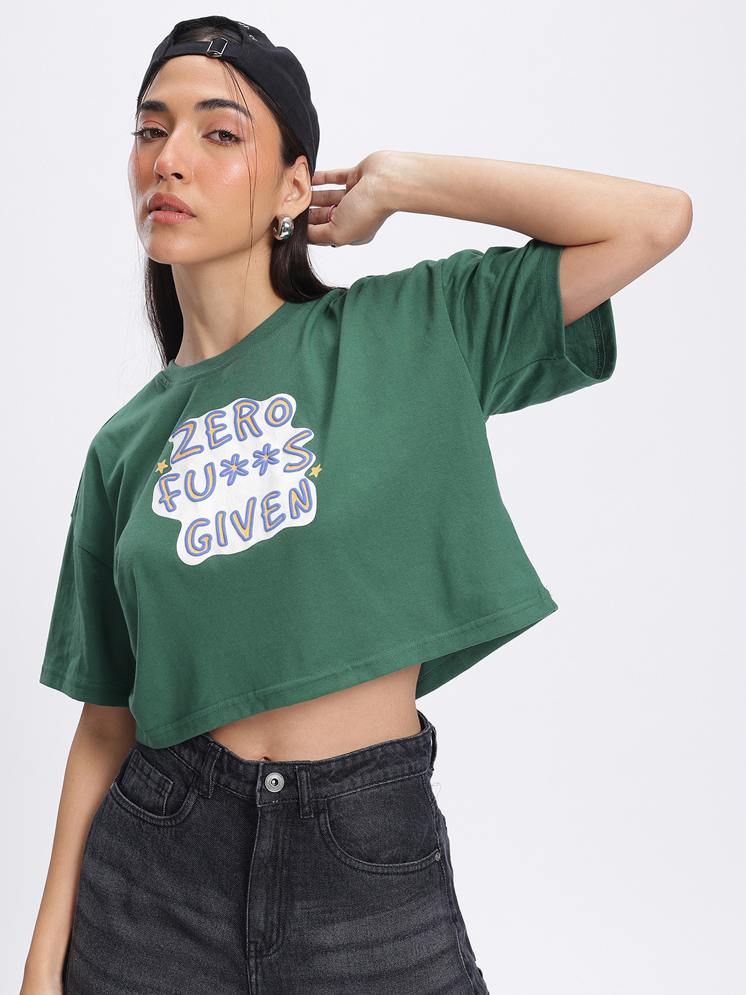 glitchez Typography Print Boxy T-shirt