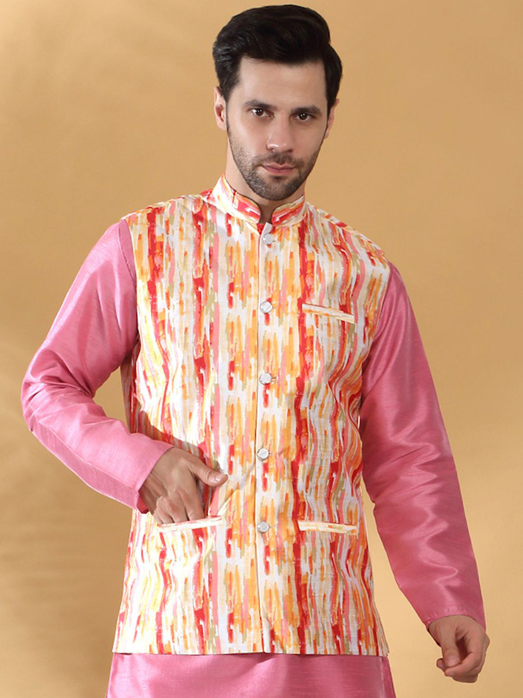 KRAFT INDIA Men Printed Woven Nehru Jacket