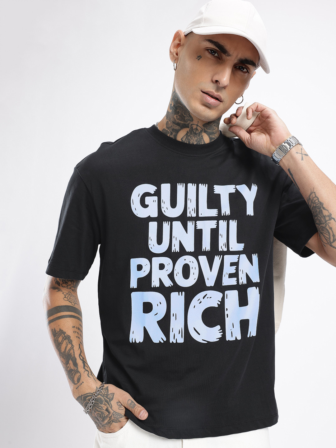 glitchez Classic Typography Printed Relaxed Fit T-shirt