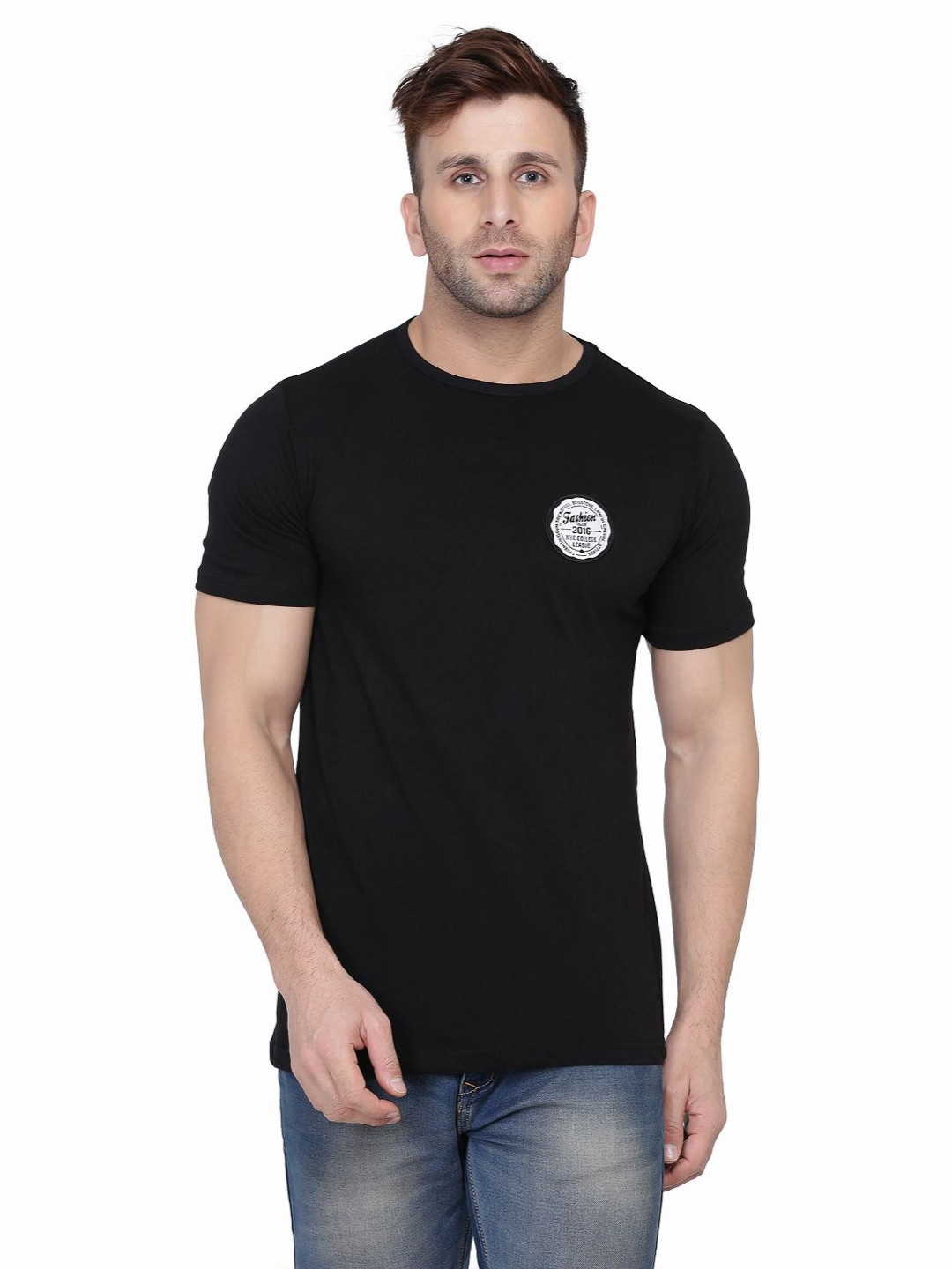 BEYOU FASHION Round Neck Short Sleeves Muscle Fit T-shirt