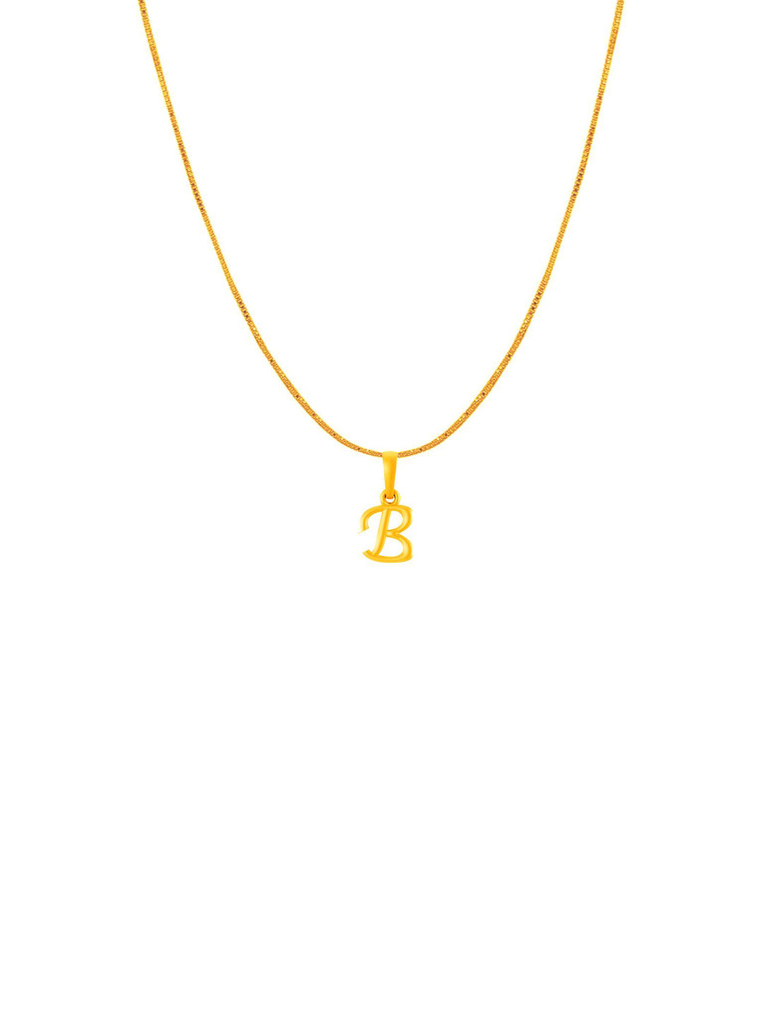 Metronaut Men 925 Sterling Silver 22KTGold-Plated B Alphabet Pendant With Box Chain
