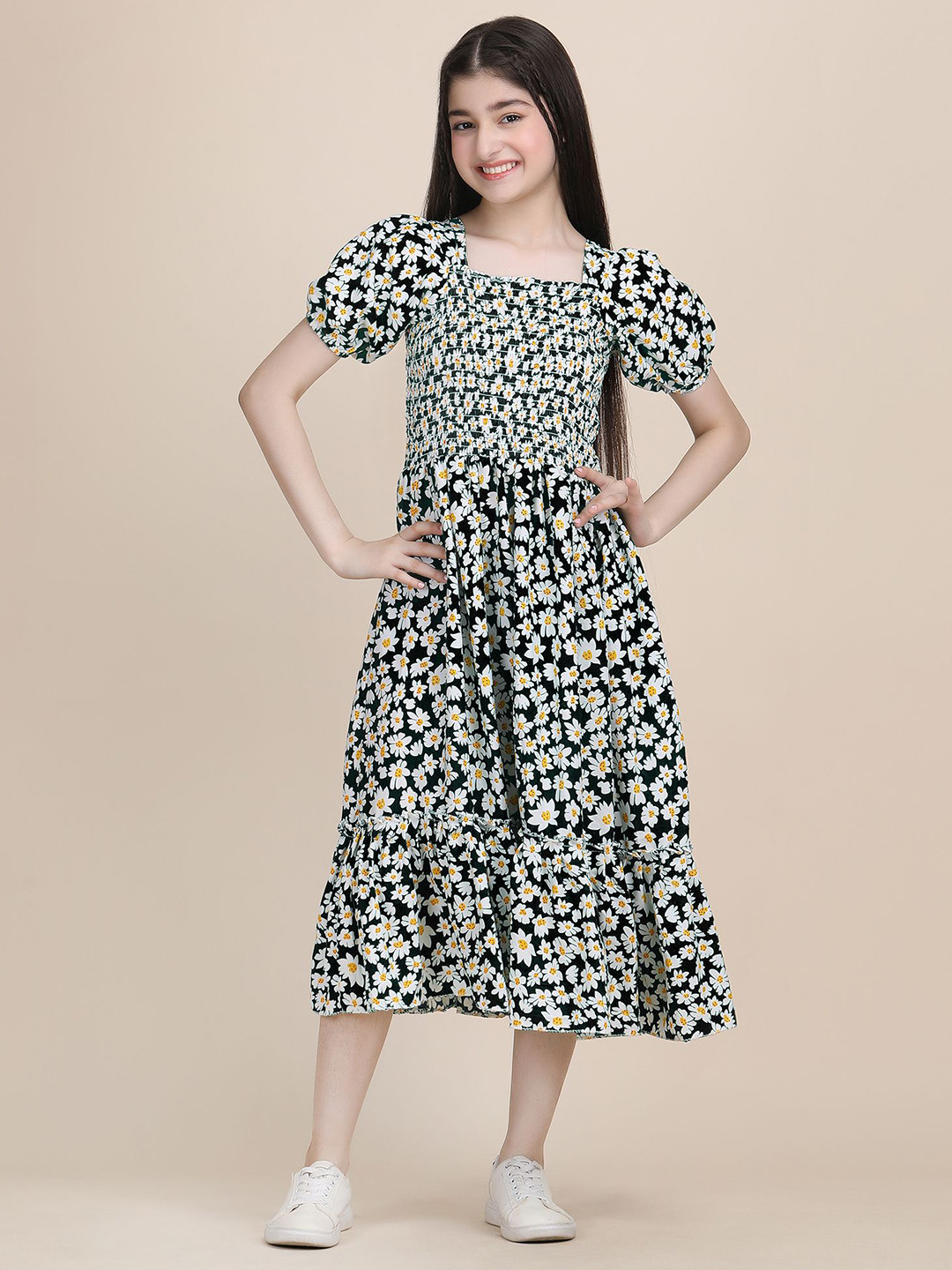 PaheliRani Floral Printed Crepe Formal Fit & Flare Dress