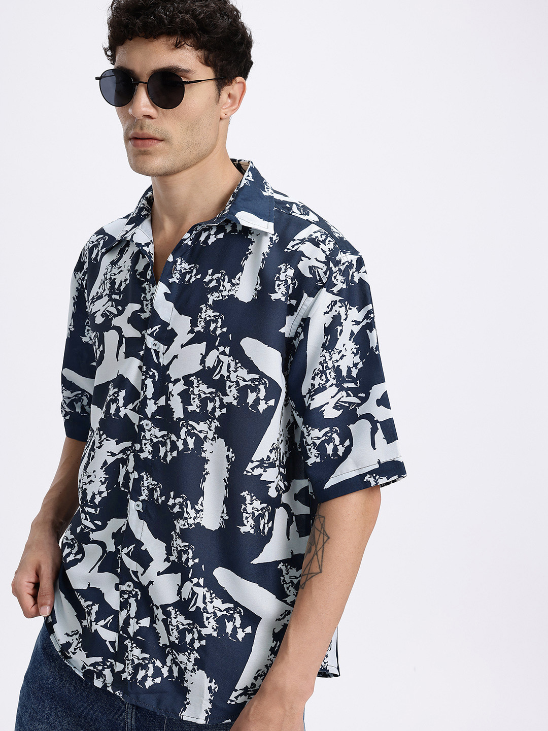 glitchez Abstract Printed Relaxed Fit Shirt