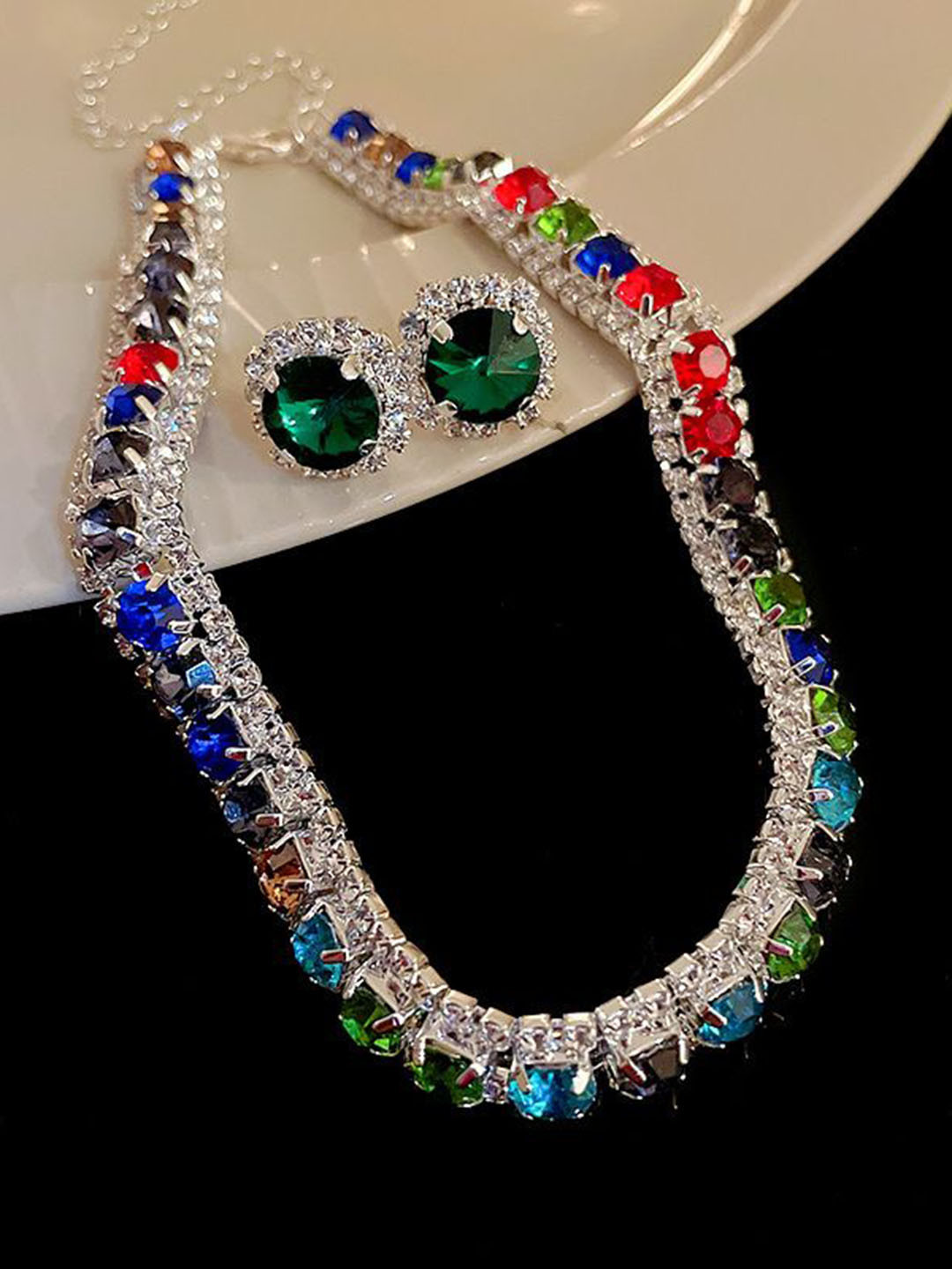 DressBerry Zircon Stone Studded Jewellery Set