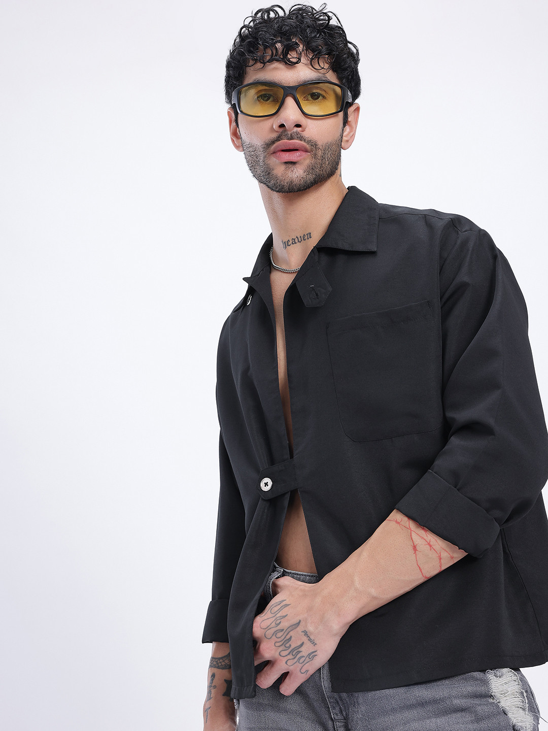 glitchez Relaxed Drip Patch Pocketed Shirt