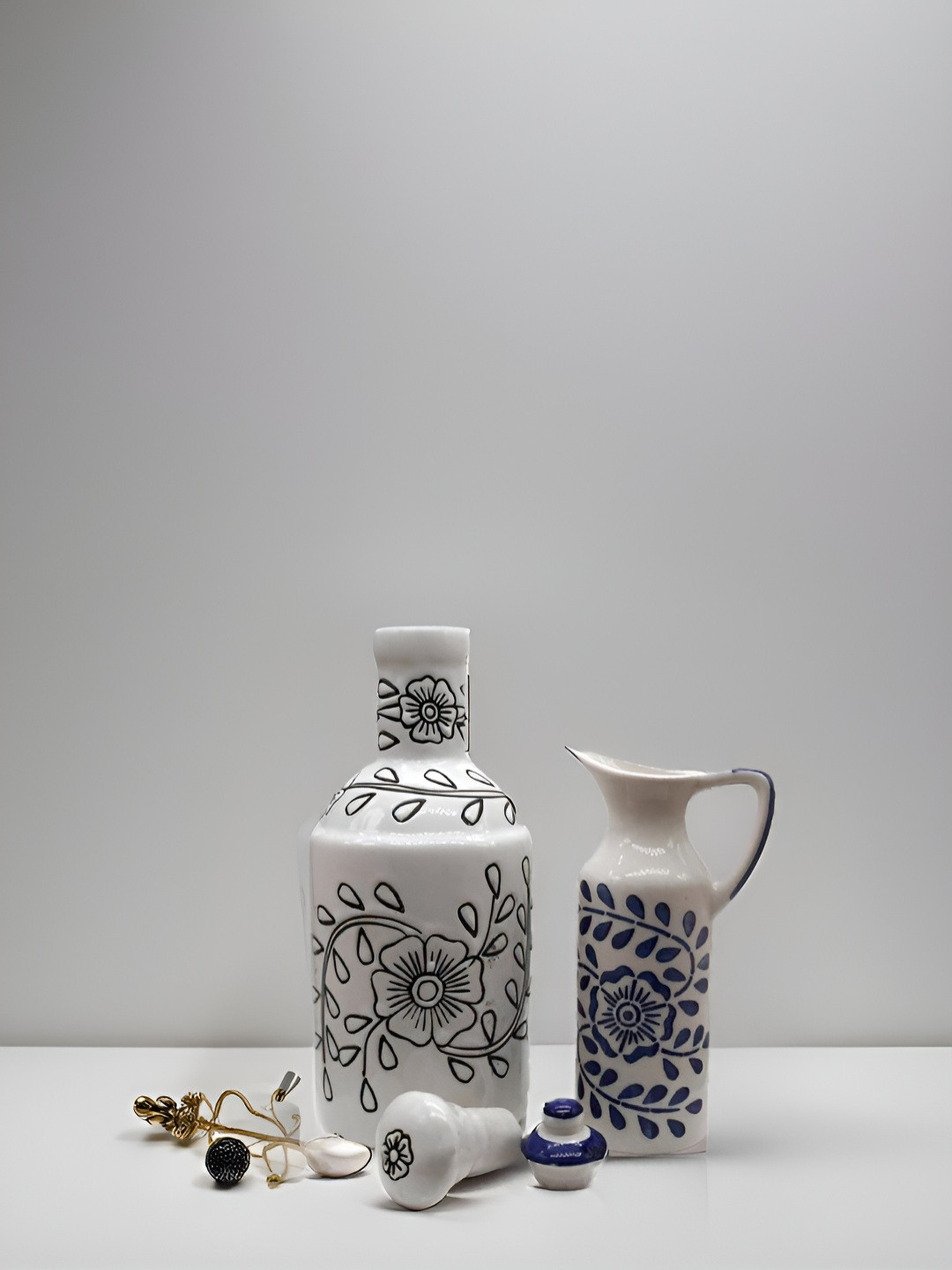 Kraftlik Handicraft White Ceramic Easy to Clean Oil Dispenser 1000 ML