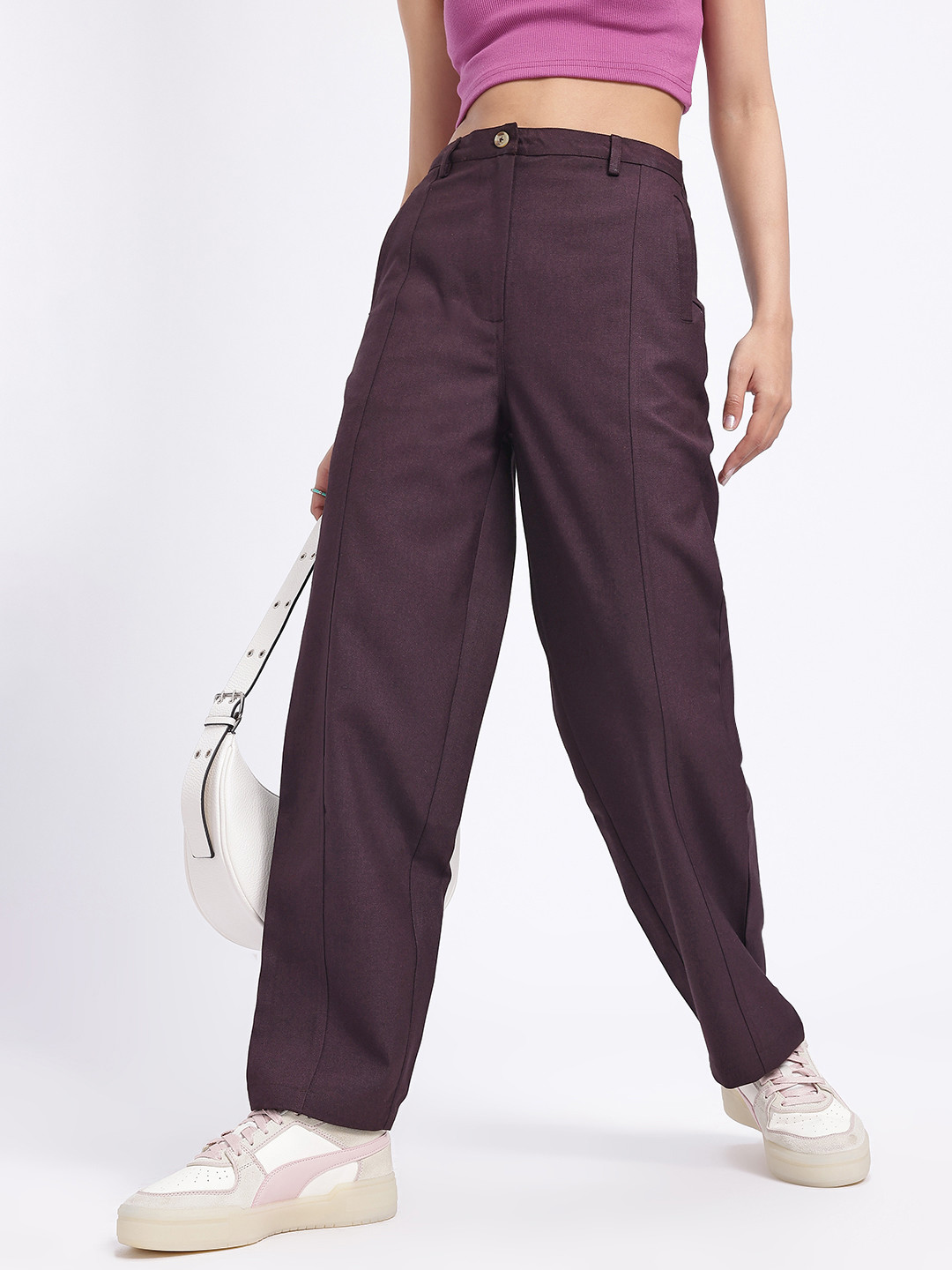 glitchez Women Grunge Mid-Rise Relaxed Fit Trousers