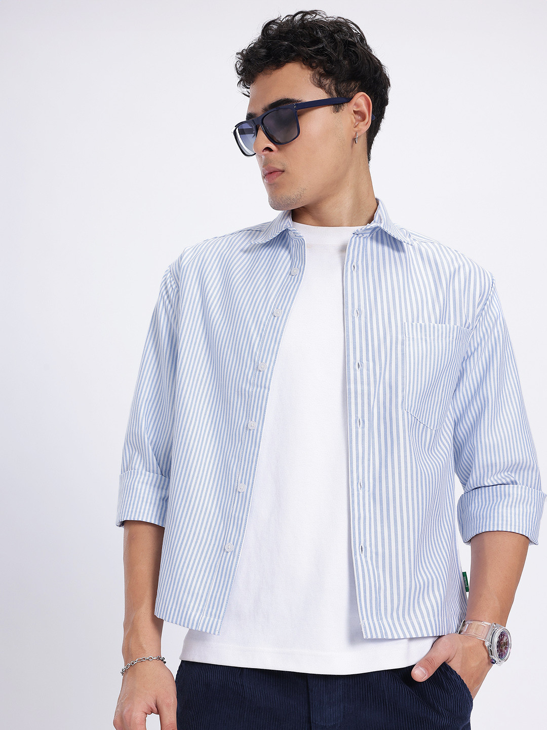 glitchez Bengal Stripes Cropped Shirt