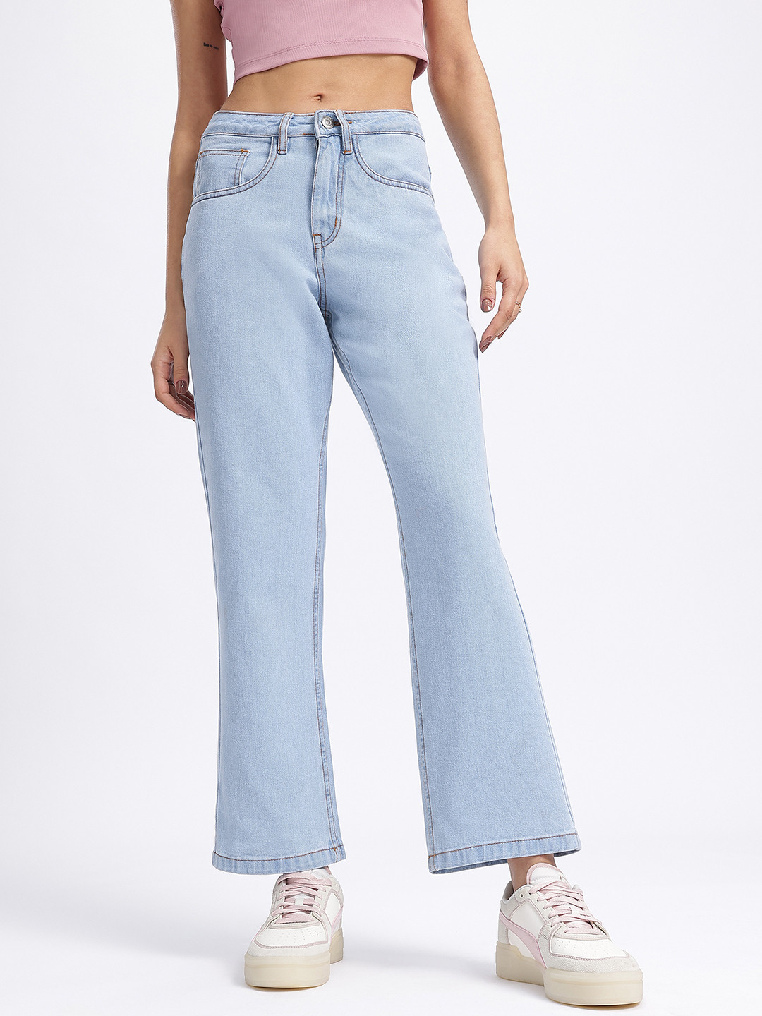 glitchez Women Light Bootcut Cotton Jeans