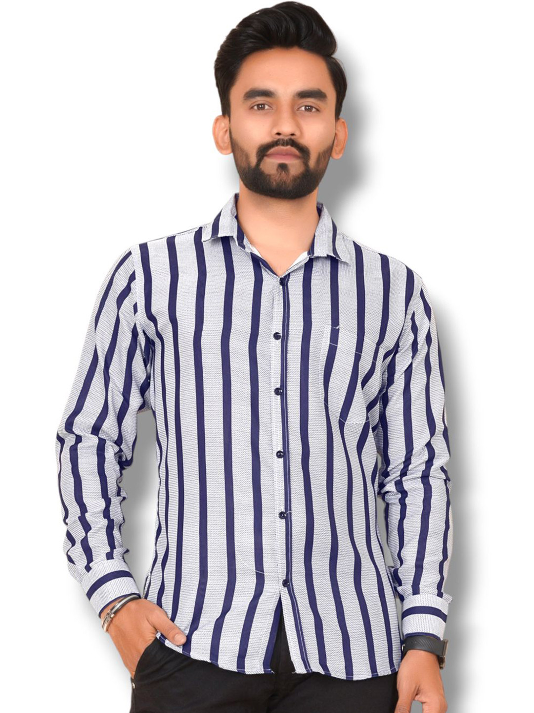 HKV FASHION Men Modern Striped Casual Shirt