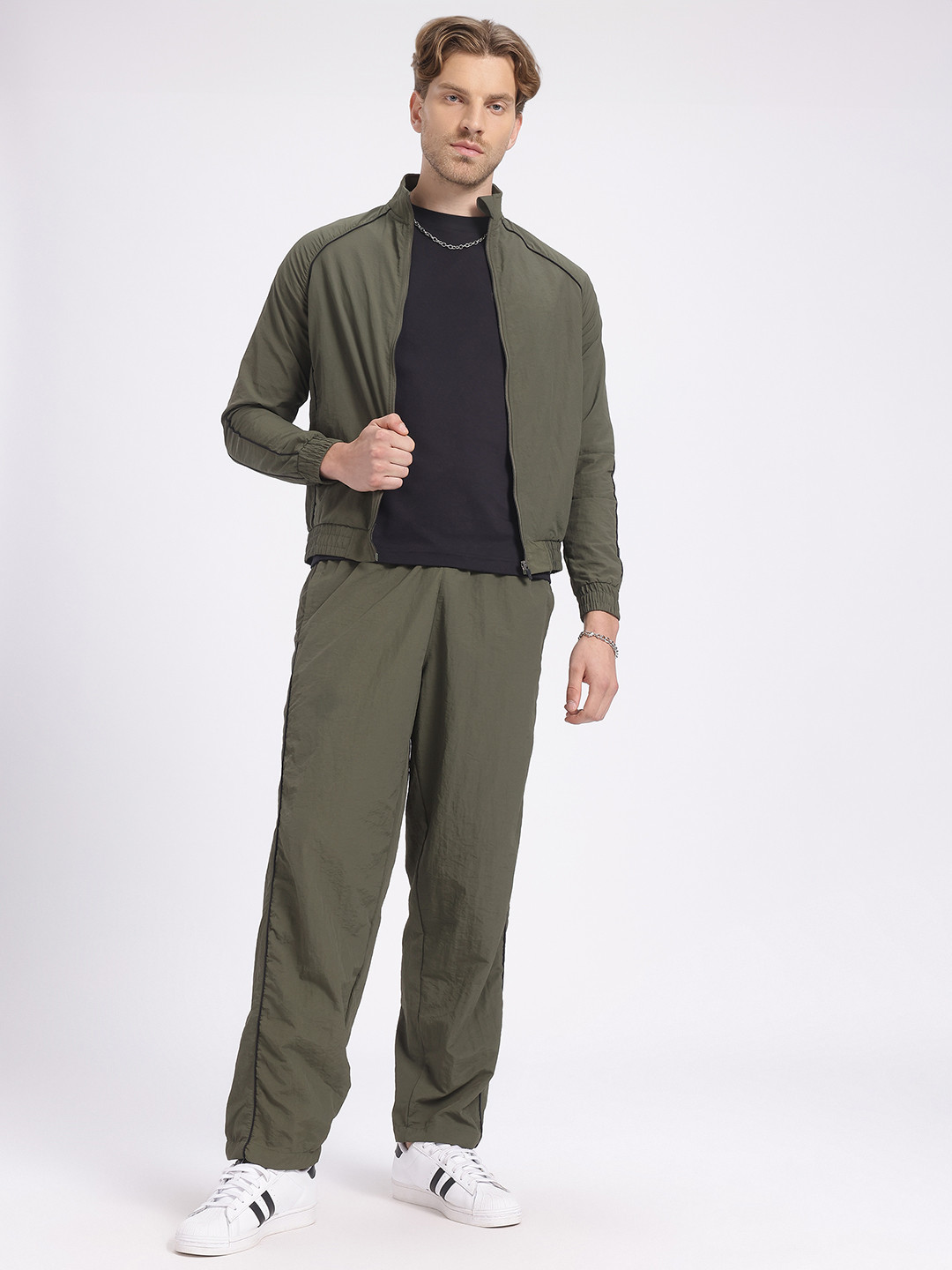 glitchez Mock Collar Zip-Up Tracksuit